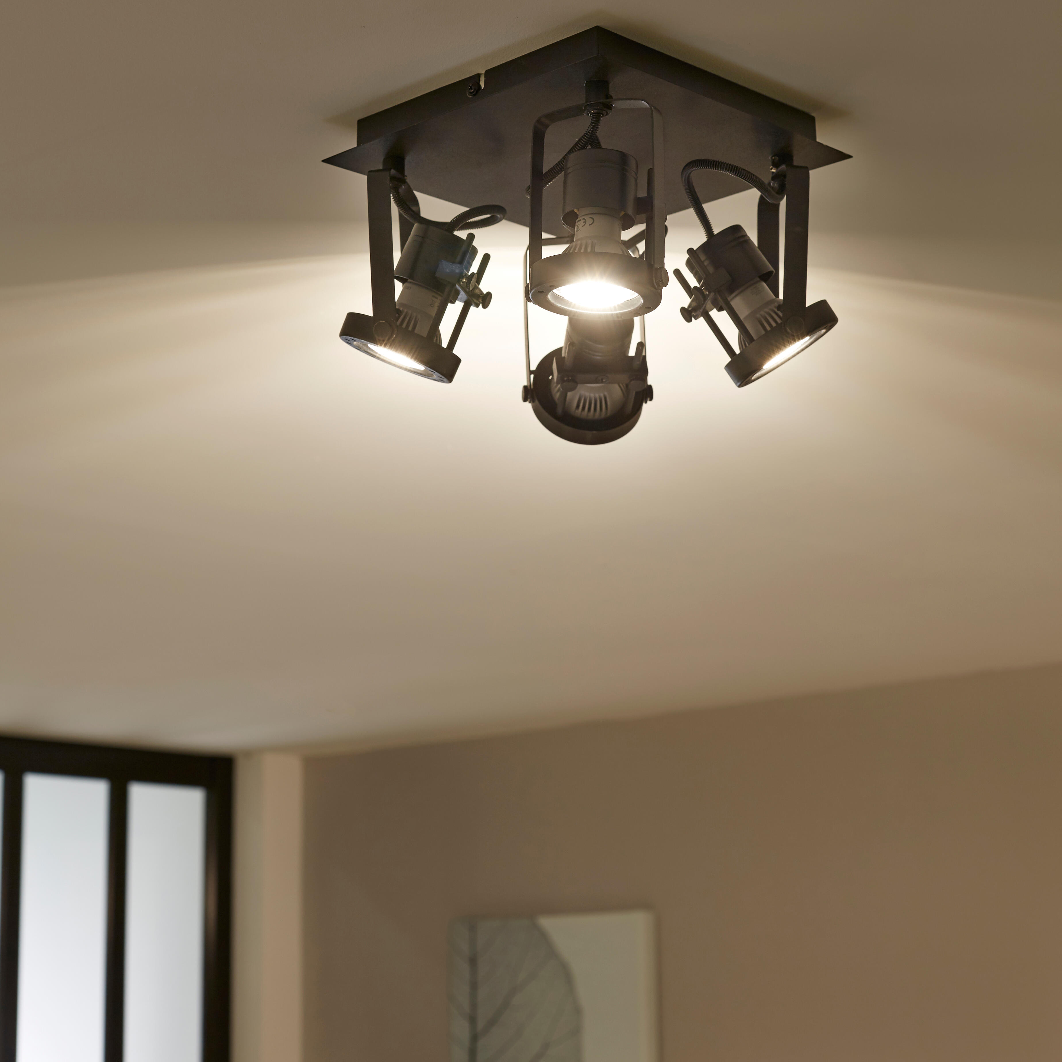 Plafonnier 4 spots Technic, aluminium noir, GU10, INSPIRE - 3