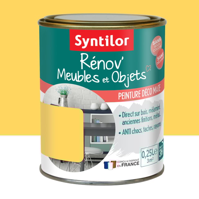 Peinture meuble et boiserie Rénov' SYNTILOR jaune créatif mat 250ml