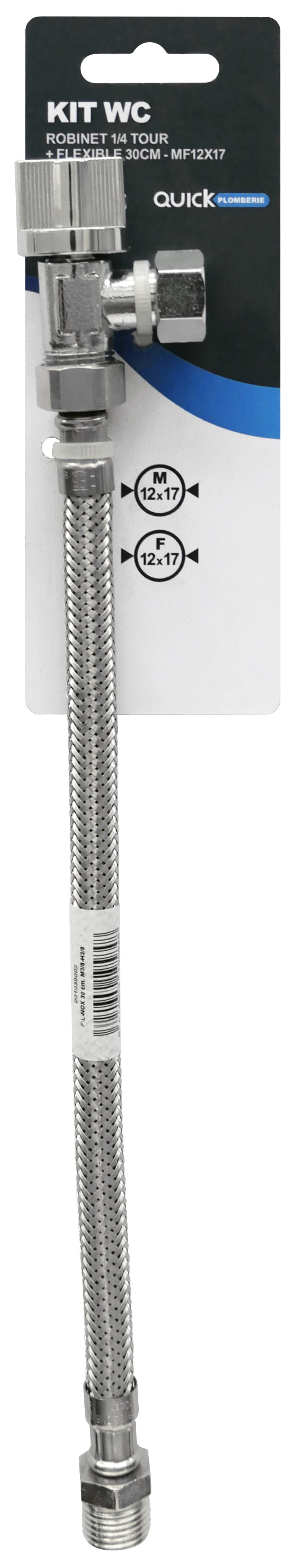 Kit robinet d'arrêt WC, flexible et joint QUICK PLOMBERIE - 3