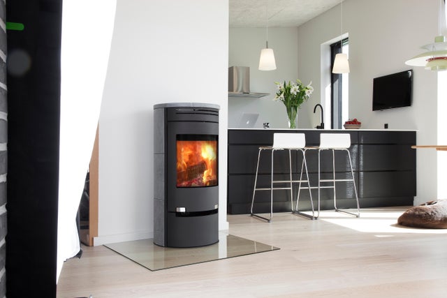 Poêle à bois ADURO 1-1 sk limestone noir, 6 kW