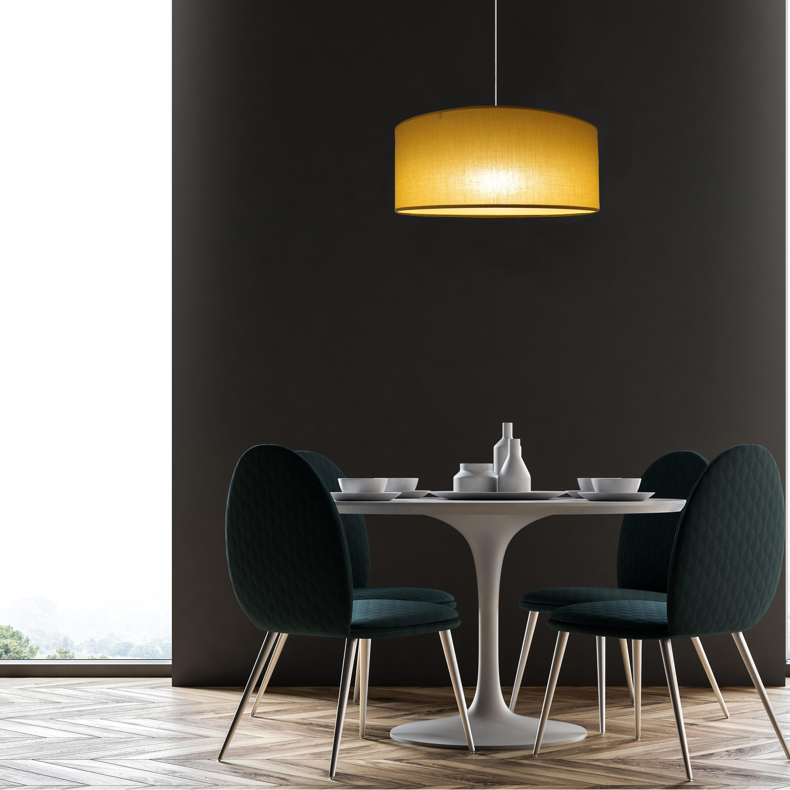 Suspension Natt polyester, jaune, Diam.48 cm, E27 - 3