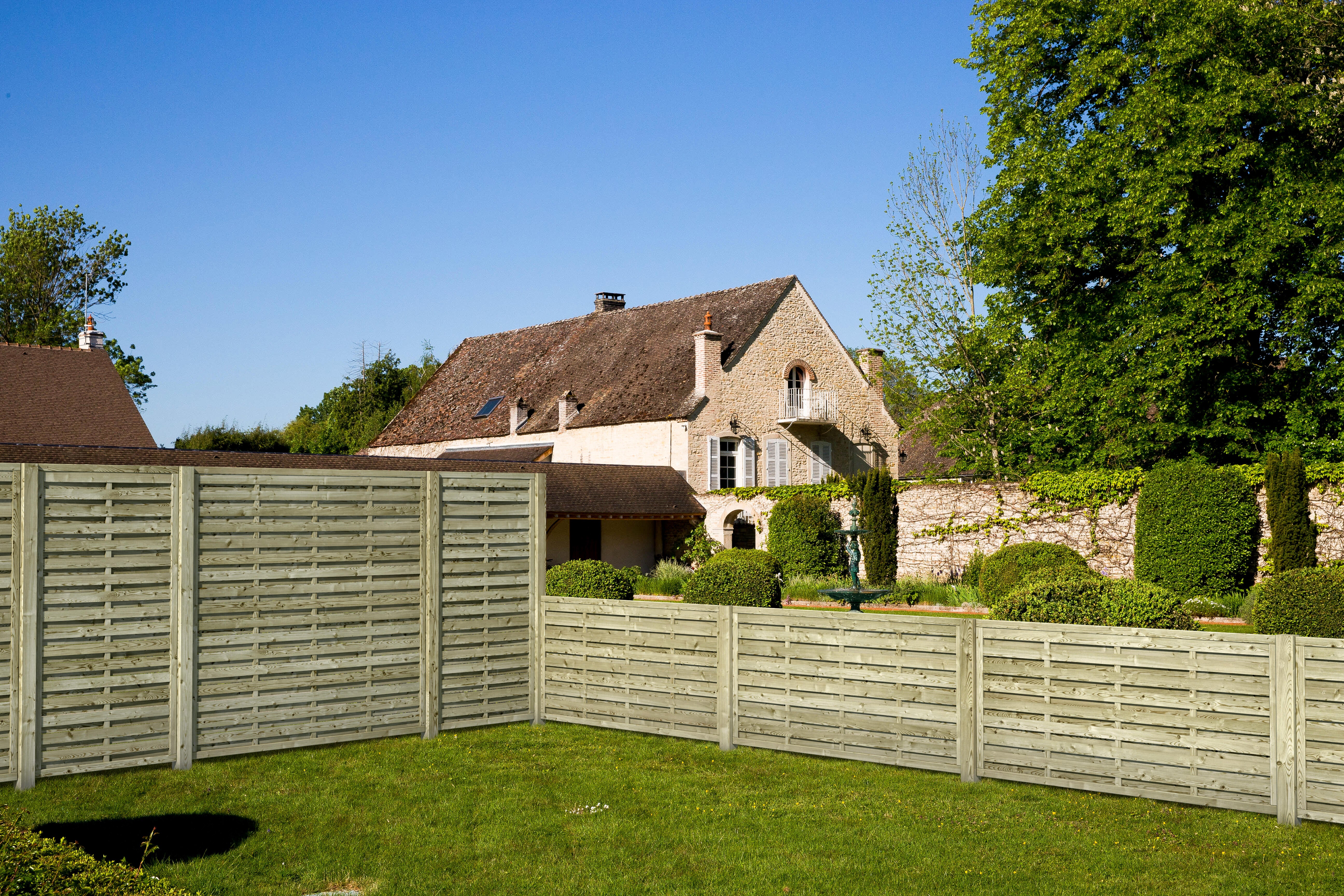 Poteau bois carré Luna beige, l.9 x P.9 H.180 cm - 2