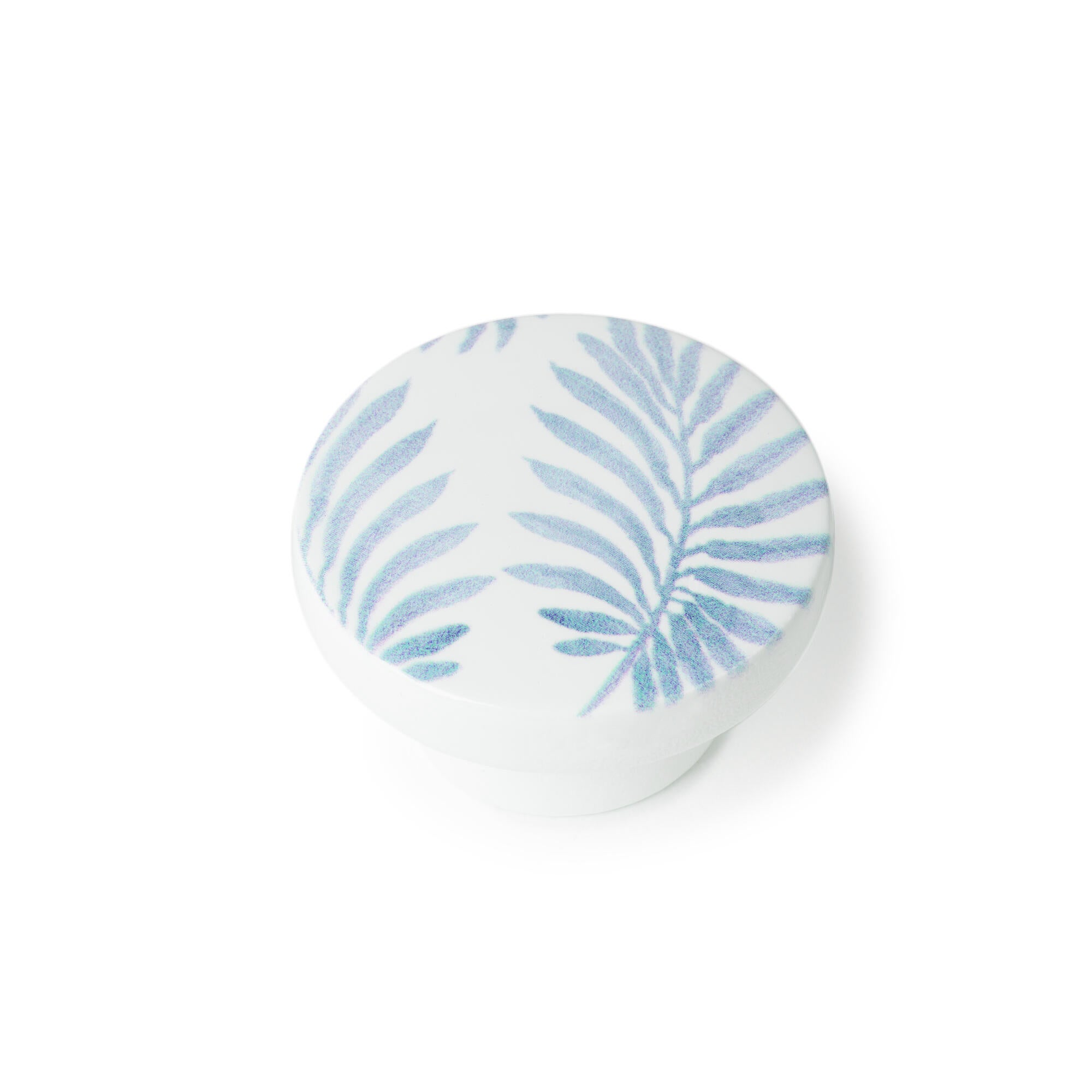 2 boutons de meuble ronds Palme, bois bleu verni, Diam.39 mm - 2