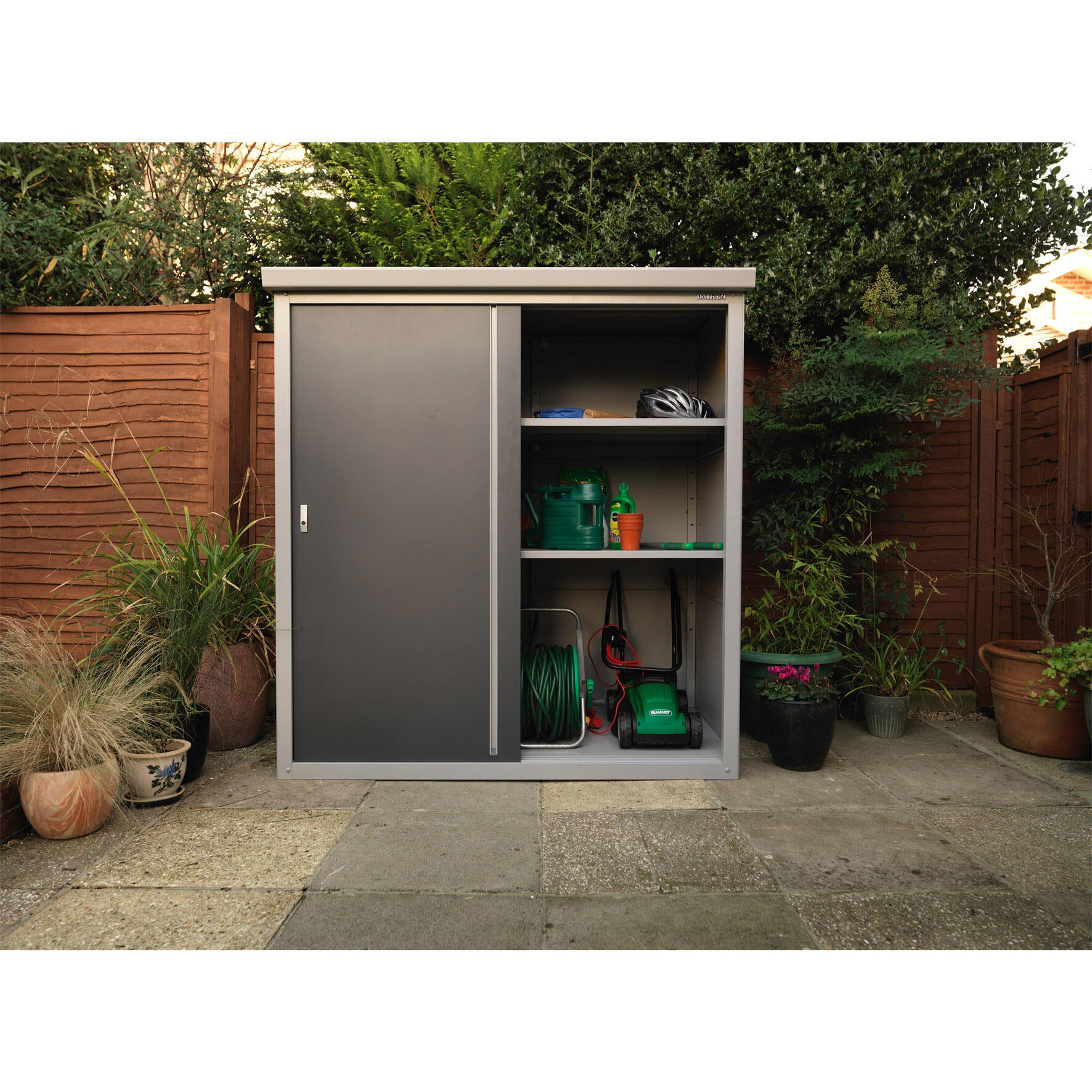 Armoire de jardin métal Guardian gris, l.176 x H.186.5 x P.98 cm - 6