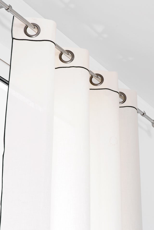 Rideau tamisant, Liseré noir, lin, beige H.260 x l.135 cm