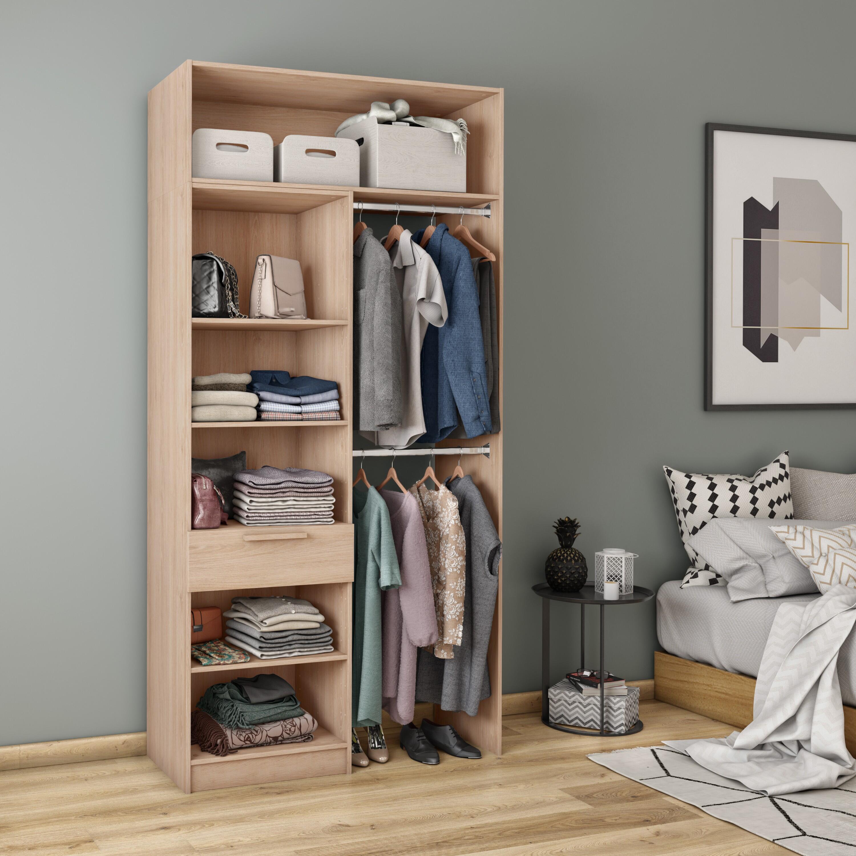 Dressing Extensible chêne ouvert H.240 x l.120-160 x P.60 cm Home ...