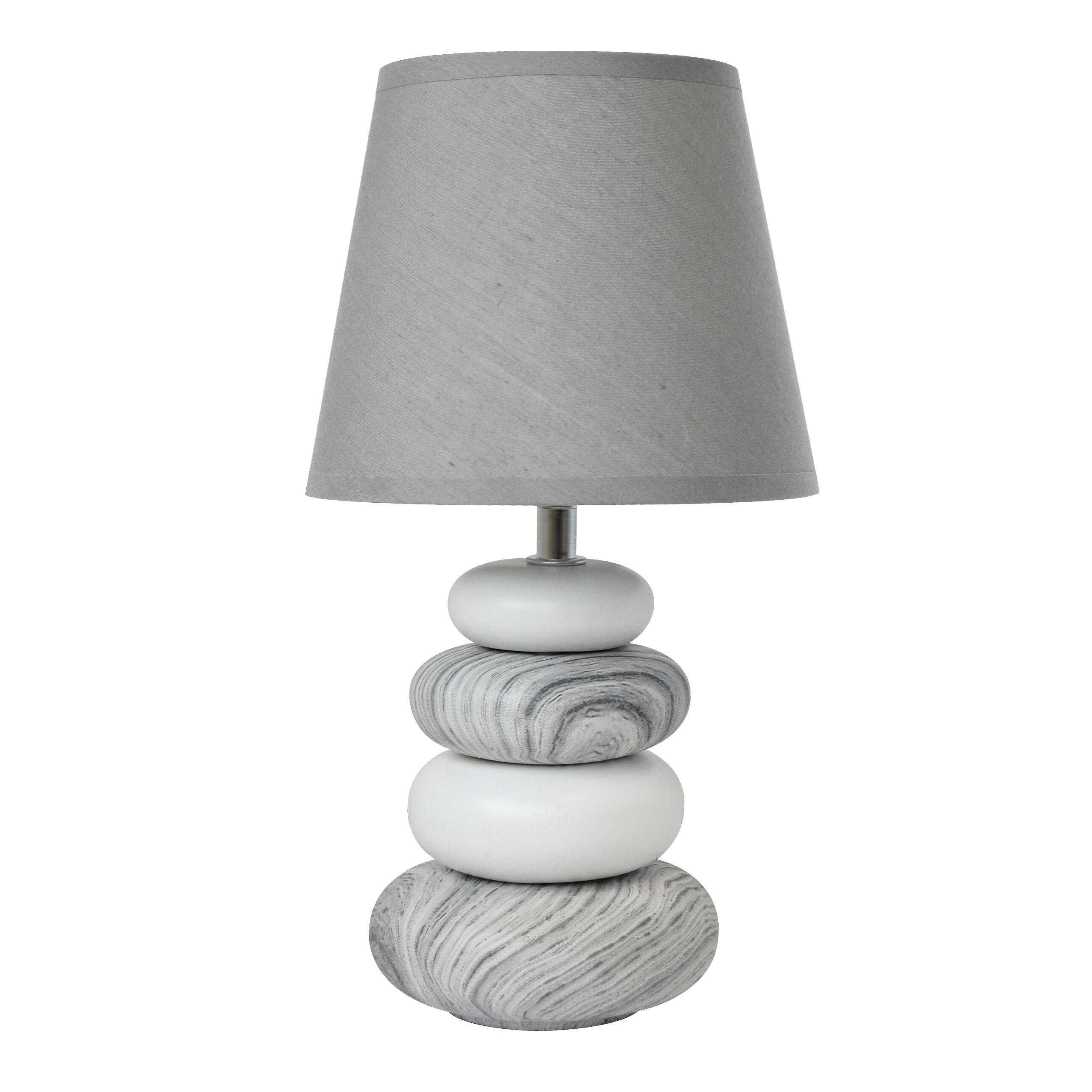 Pack de 2 Lampes de table sans fil pied en acier gris LED blanc chaud/ –