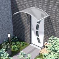 Auvent De Porte Blanc Arc Rond - Largeur 2m - Polycarbonate - Résistant Aux Intempéries - Garantie 10 Ans