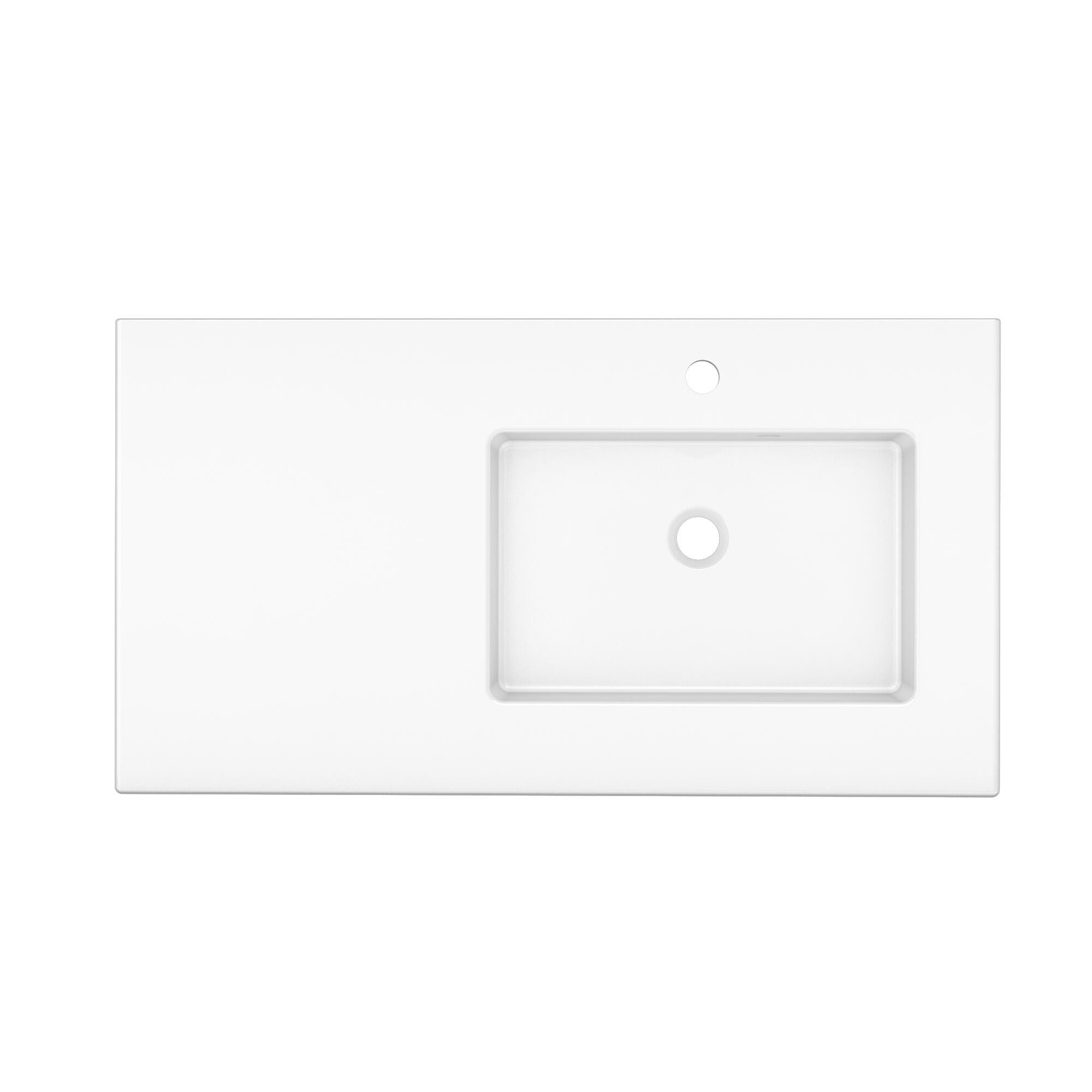 Meuble vasque l.90 x H.40.5 x P.48cm plaqué chêne Natural - 7