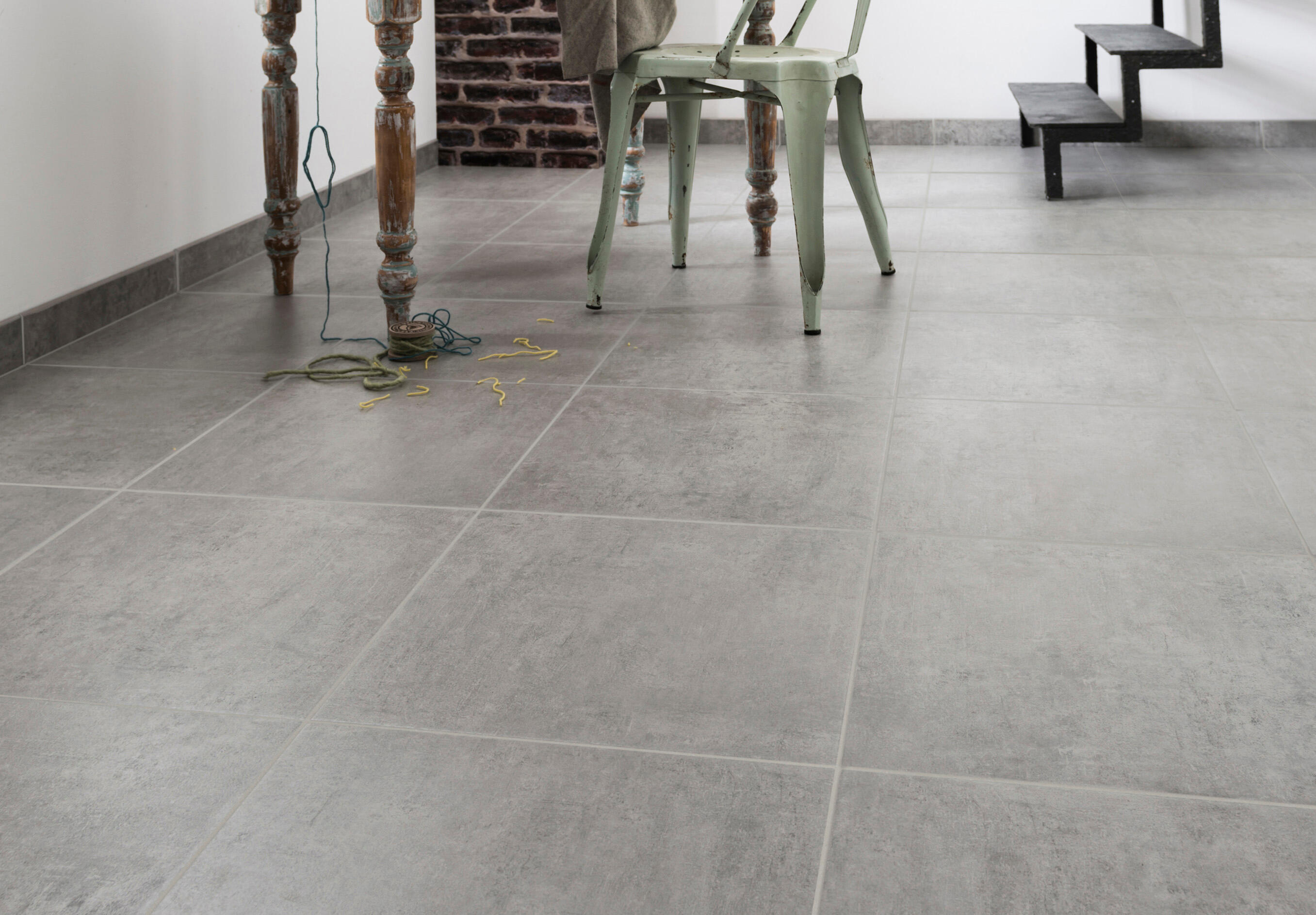 Carrelage sol/mur intérieur effet béton gris Alma l.45 x L.45 cm - 2