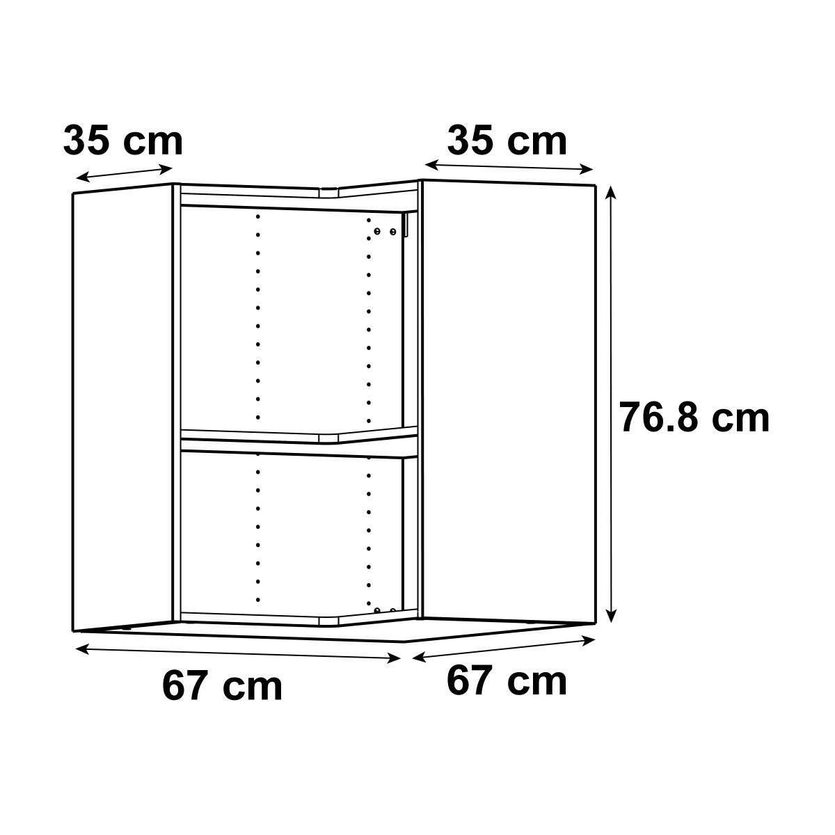 Caisson haut d'angle de cuisine DELINIA ID gris H.76.8 x l.67 x P.35 cm - 4