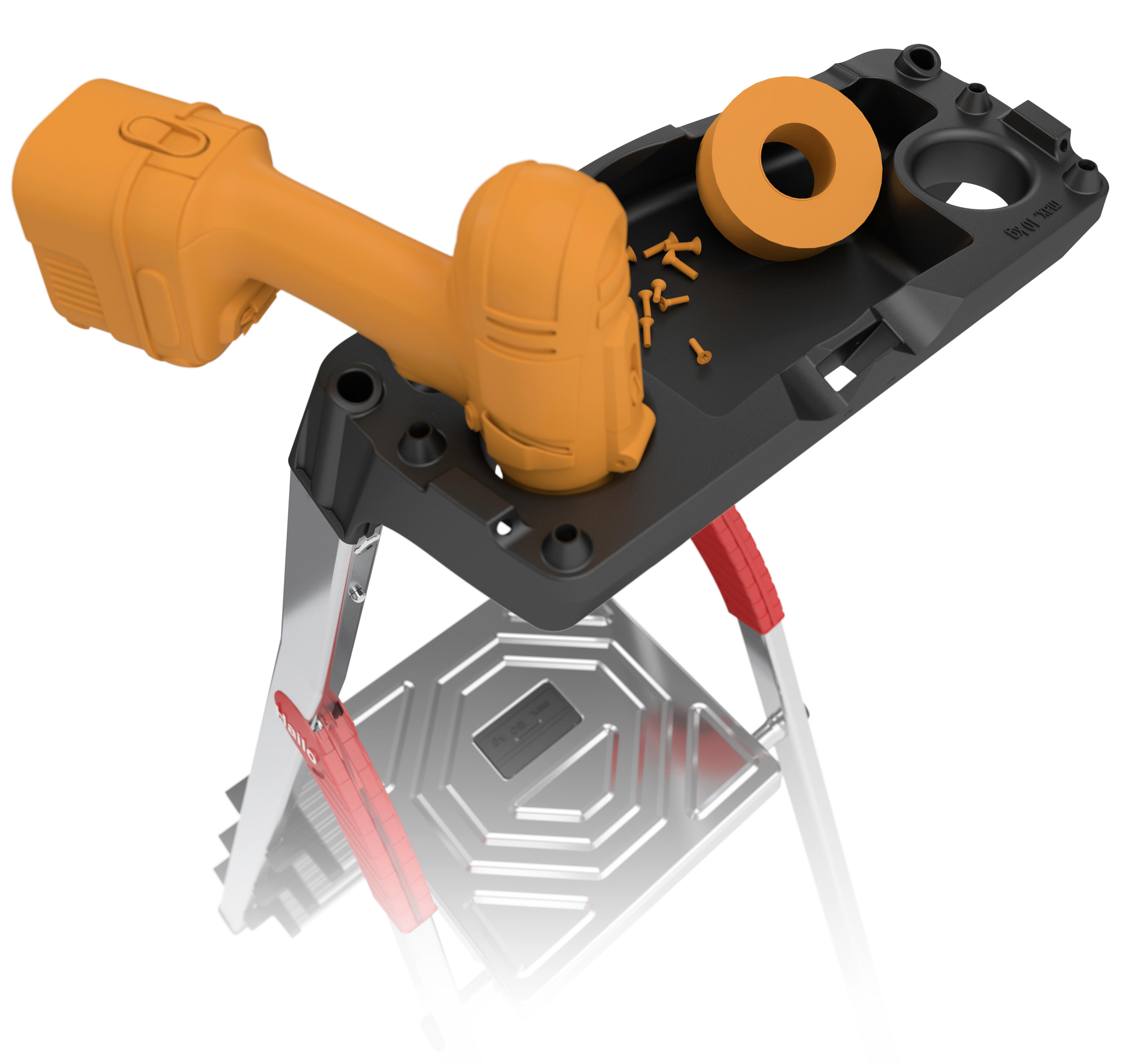 Escabeau aluminium HAILO L60 5 marches avec tablette porte-outils - 4