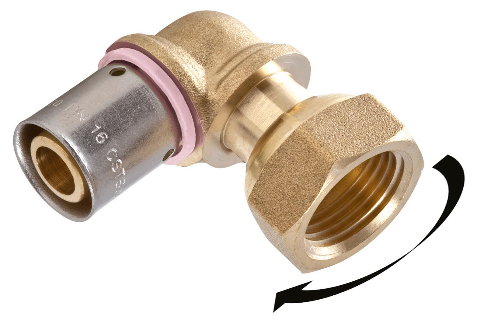 Raccord coudé avec écrou libre à sertir laiton F 15 x 21 pour tube en per - 2