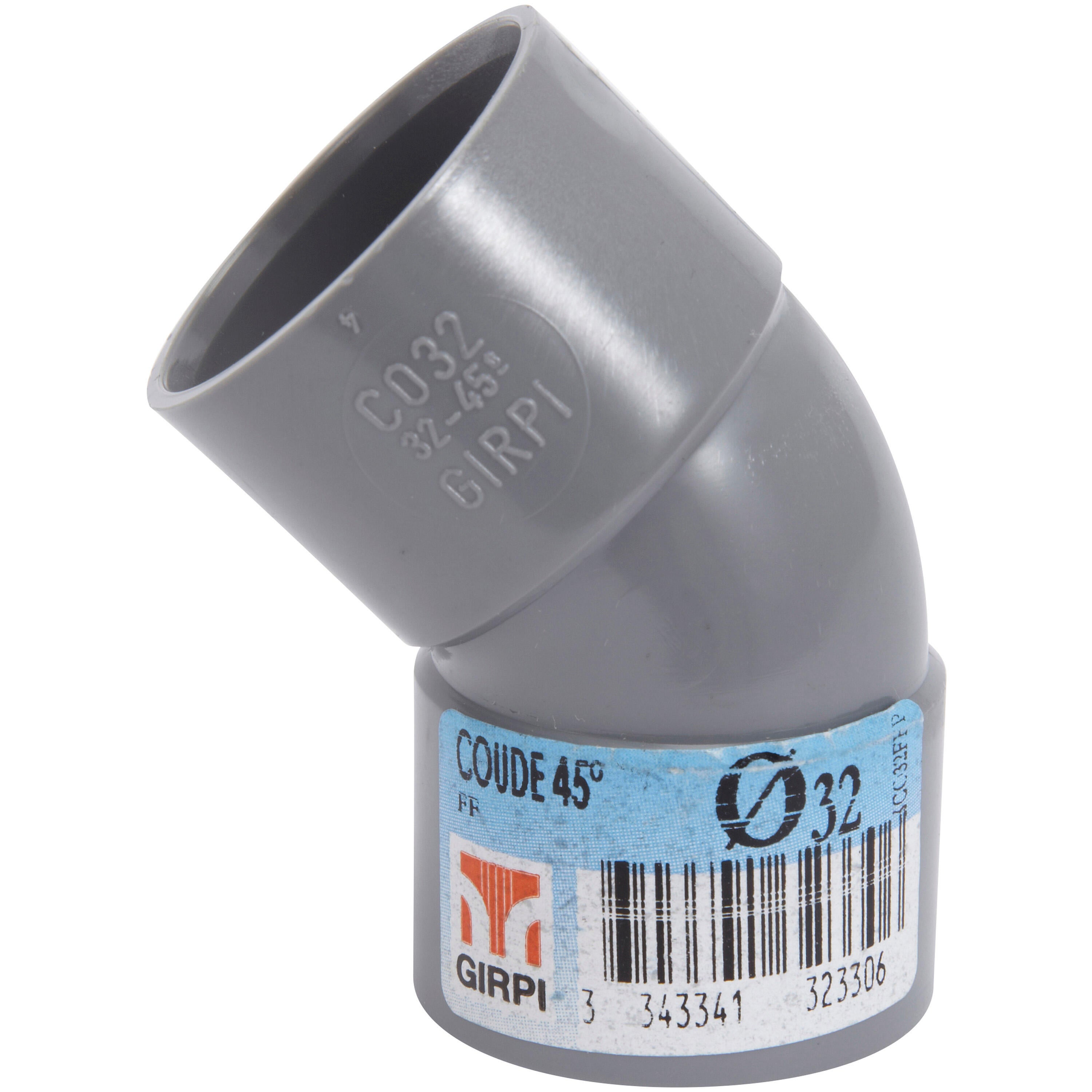 Coude 45° en pvc à coller, femelle / femelle, D.32 - 2