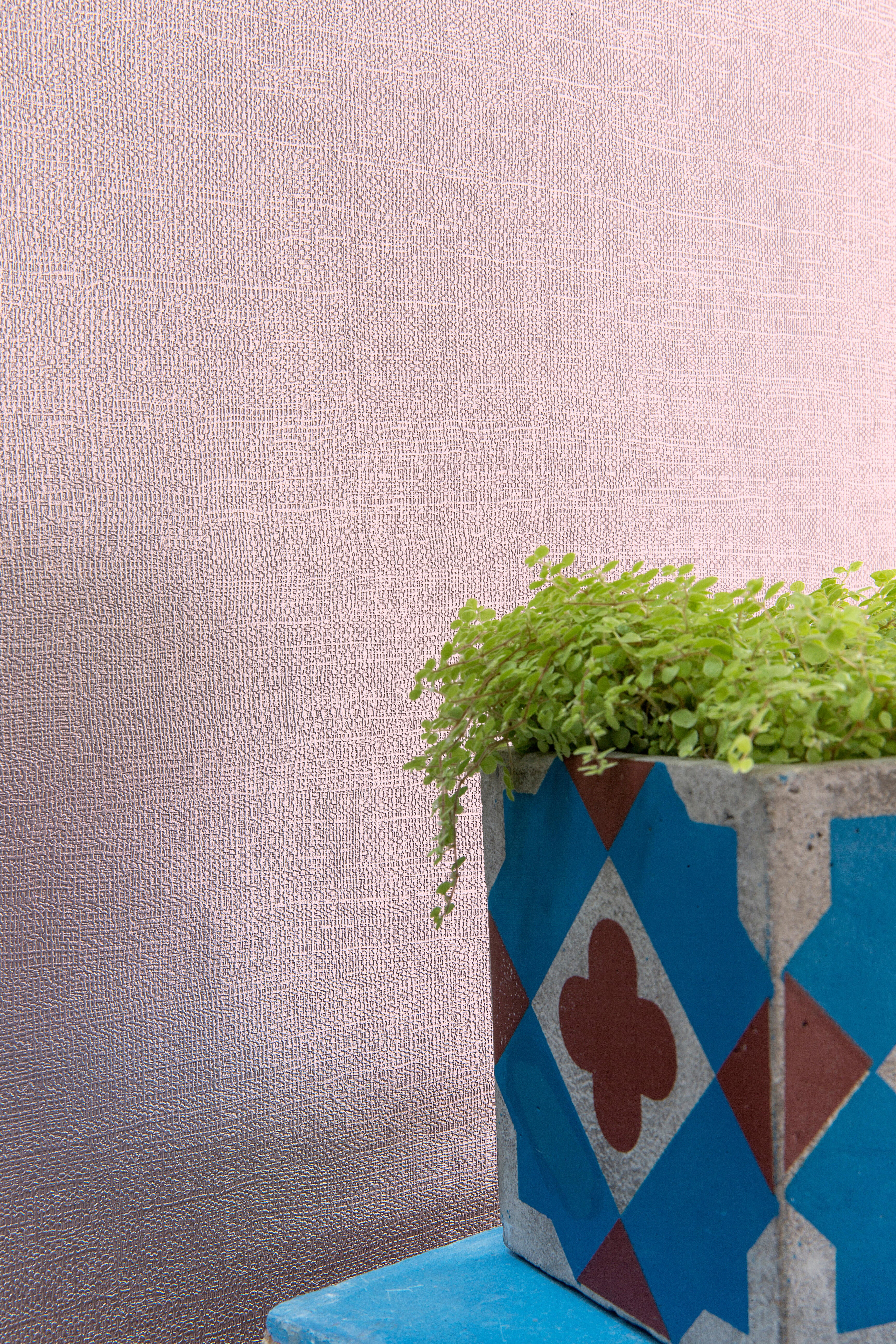 Papier peint vinyle Textile nacré rose blush - 4