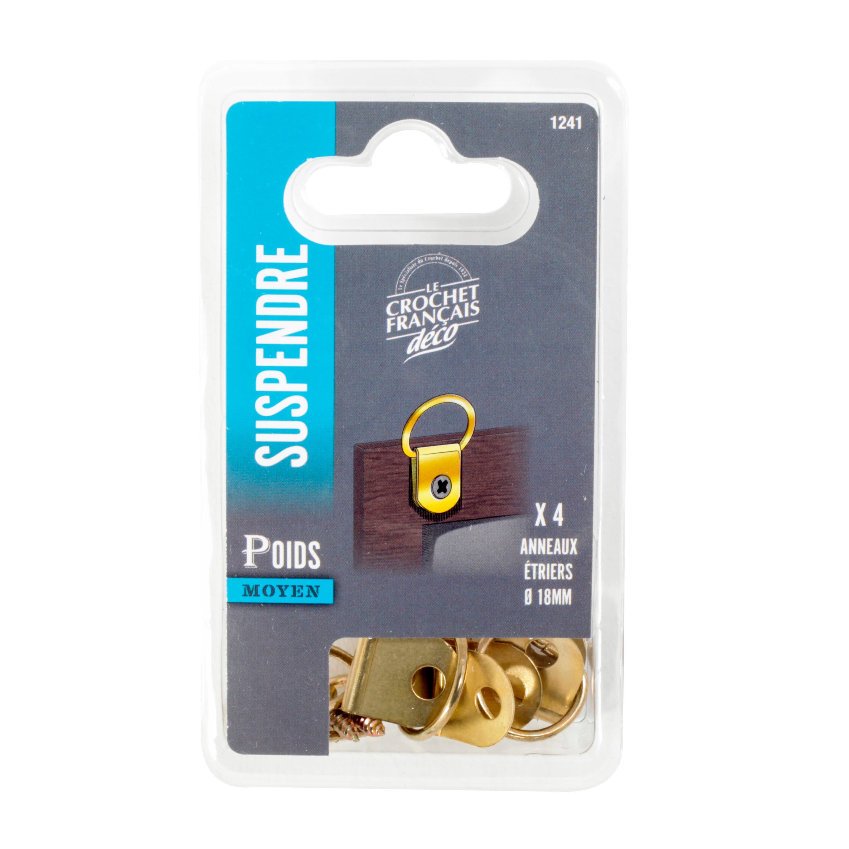 Lot de 4 anneaux étrier avec chape pour cadres moyens en bois LE CROCHET FRANCAI - 4