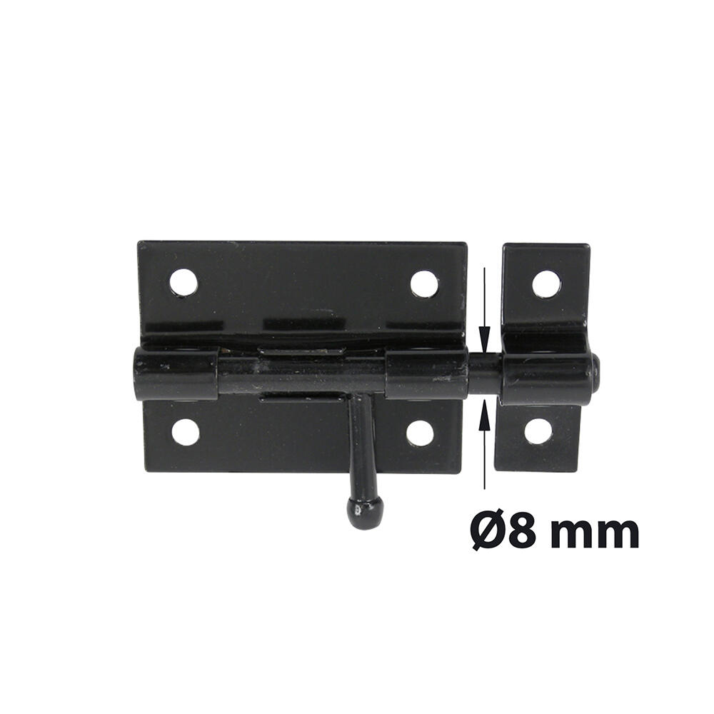 Verrou de box à levier + gâche Diam. 8 mm en acier noir prépeint AFBAT - 2