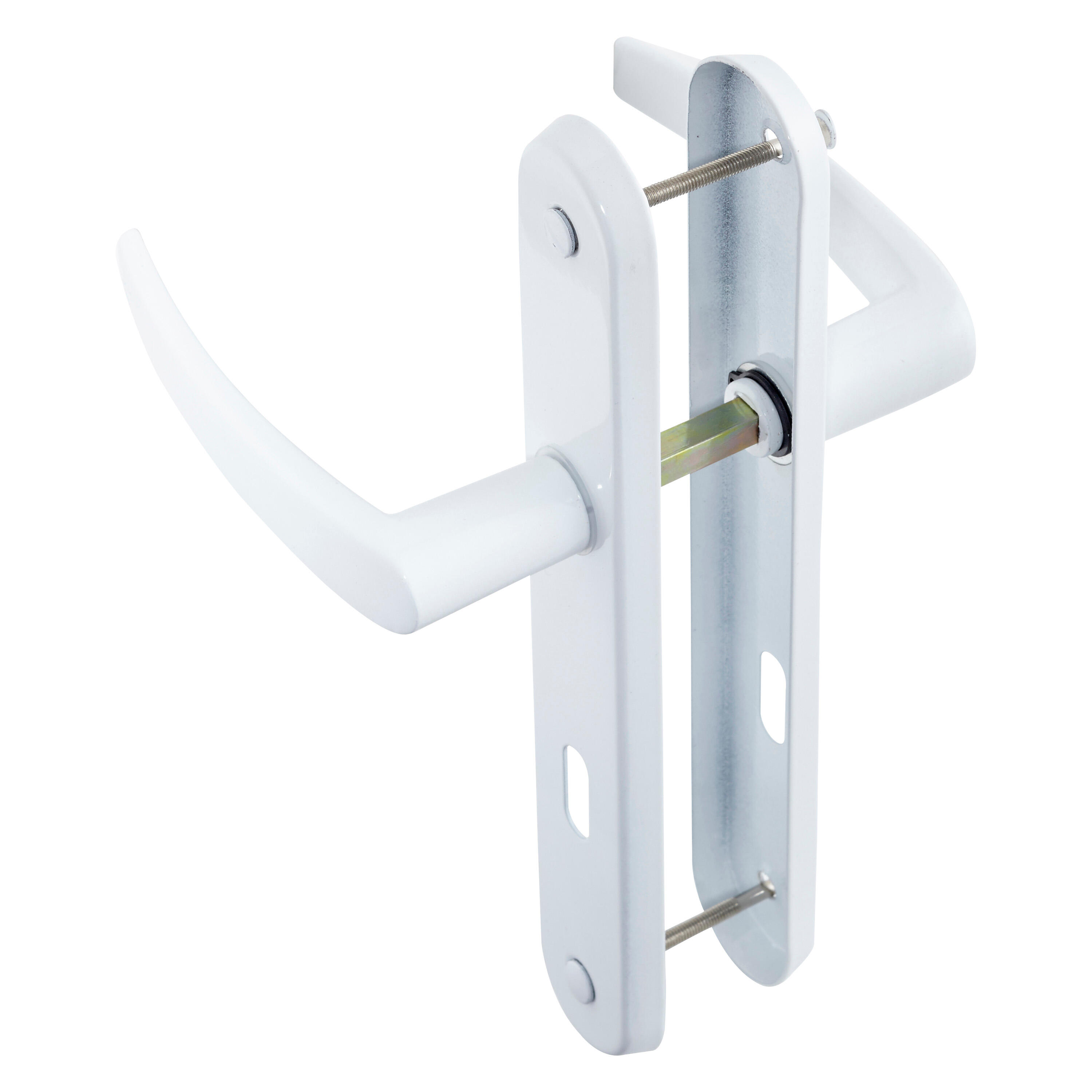 Poignée de porte sur plaque blanche entraxe 195 mm Clé en L JESS x2 - 2