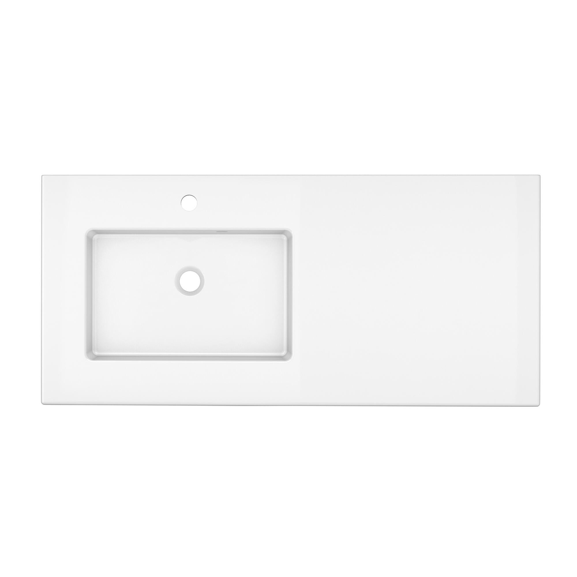 Lavabo a incasso rettangolare vasca a sinistra Neo L 106 x H 11.2 x P 49 cm in ceramica bianco lucido - 2