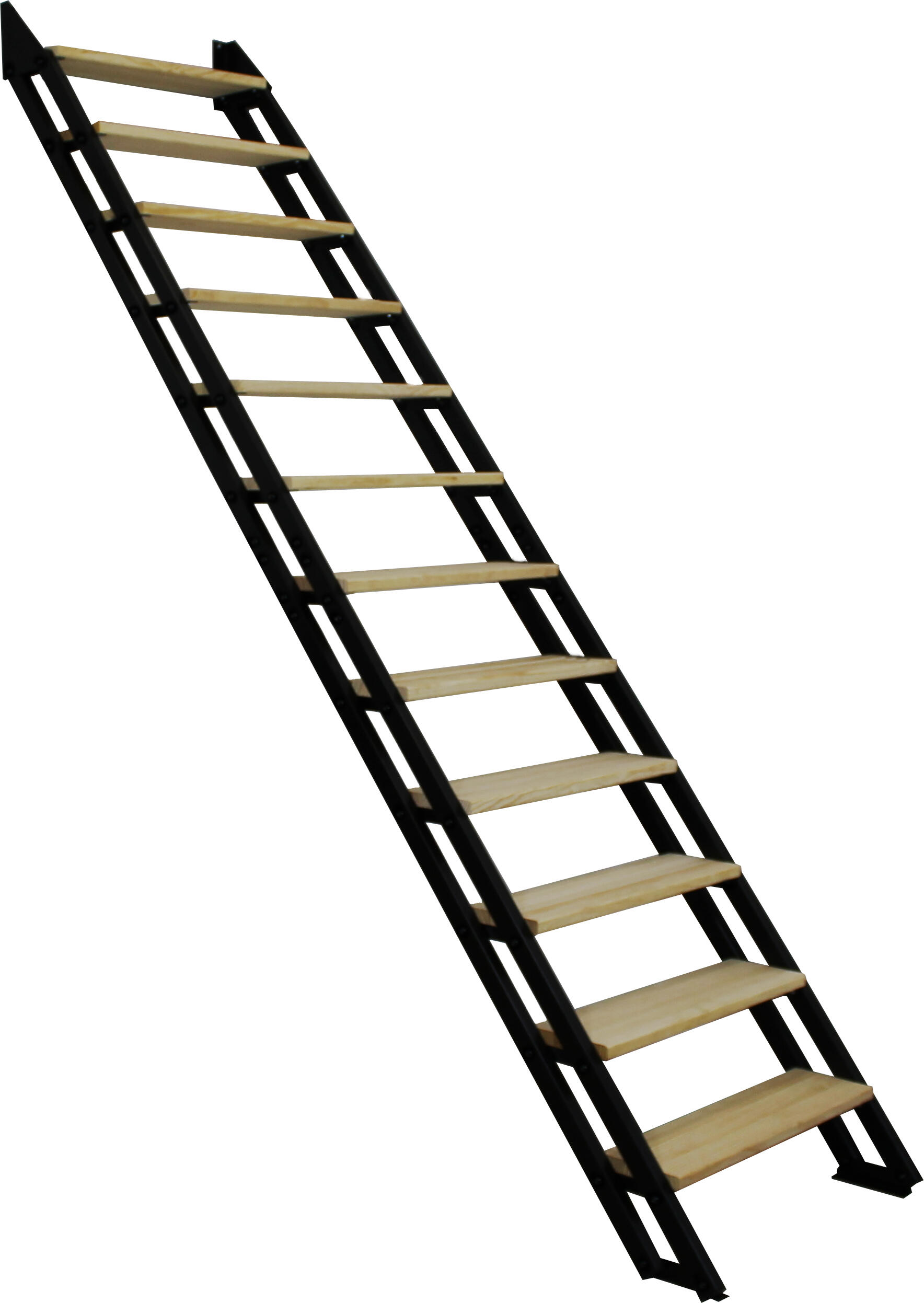 Escalier droit ESCAVARIO noir 12 marches hêtre brut, l.78 cm - 6