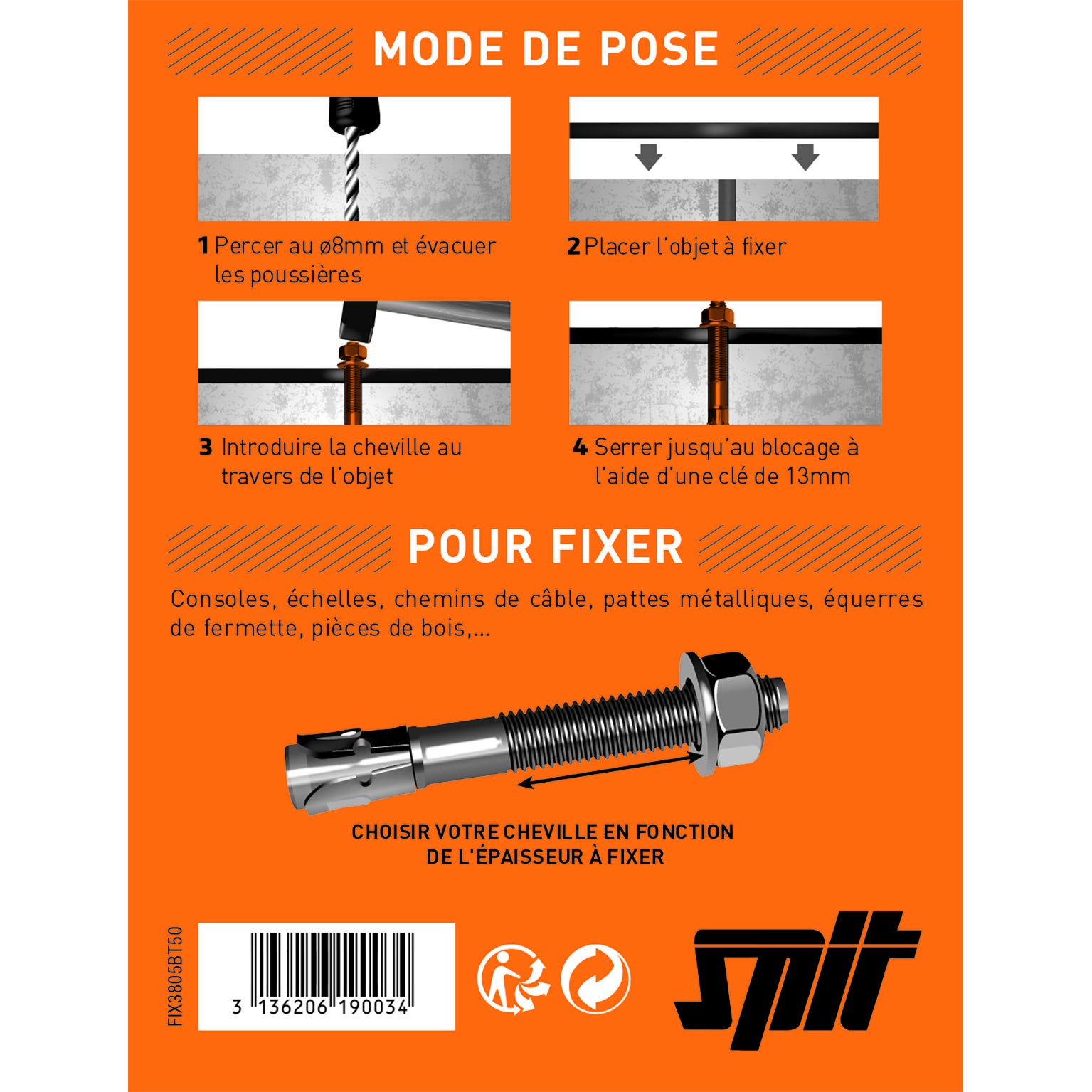 Kit chevilles et vis acier SPIT x 50 mm - 2