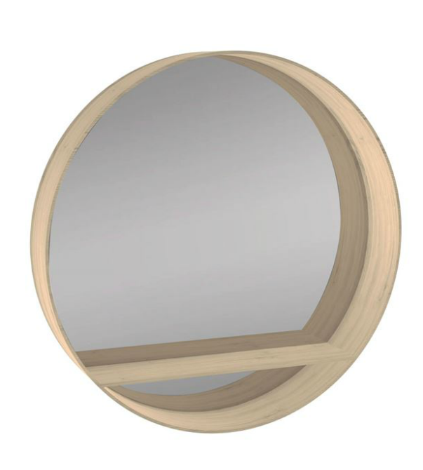 Miroir avec tablette l.60 x H.60 cm, Diam.60 cm, chene naturel, Nomad - 3