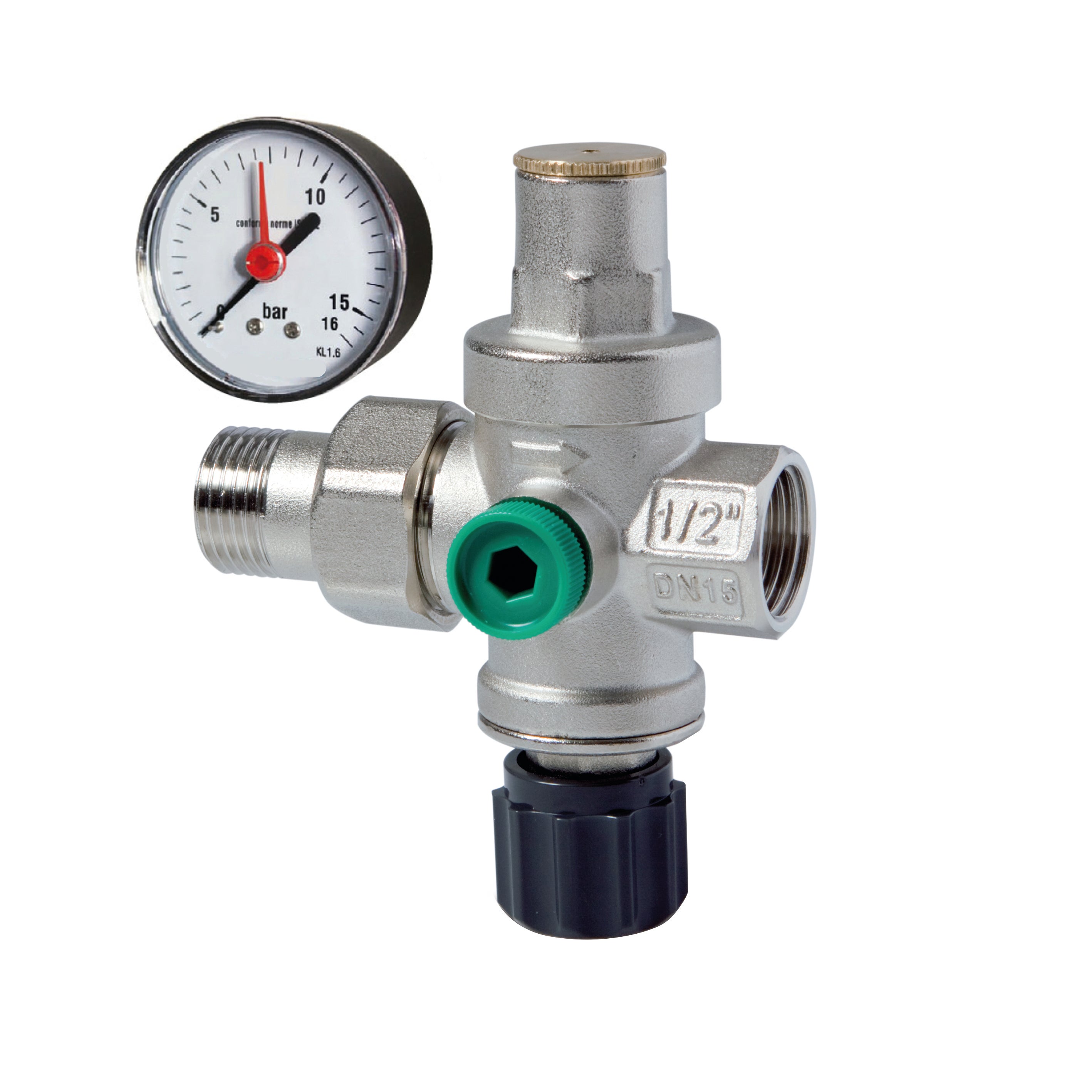 Valvola di sicurezza con manometro per scaldabagno in ottone M 1/2 F 1/2 3 bar | Leroy Merlin