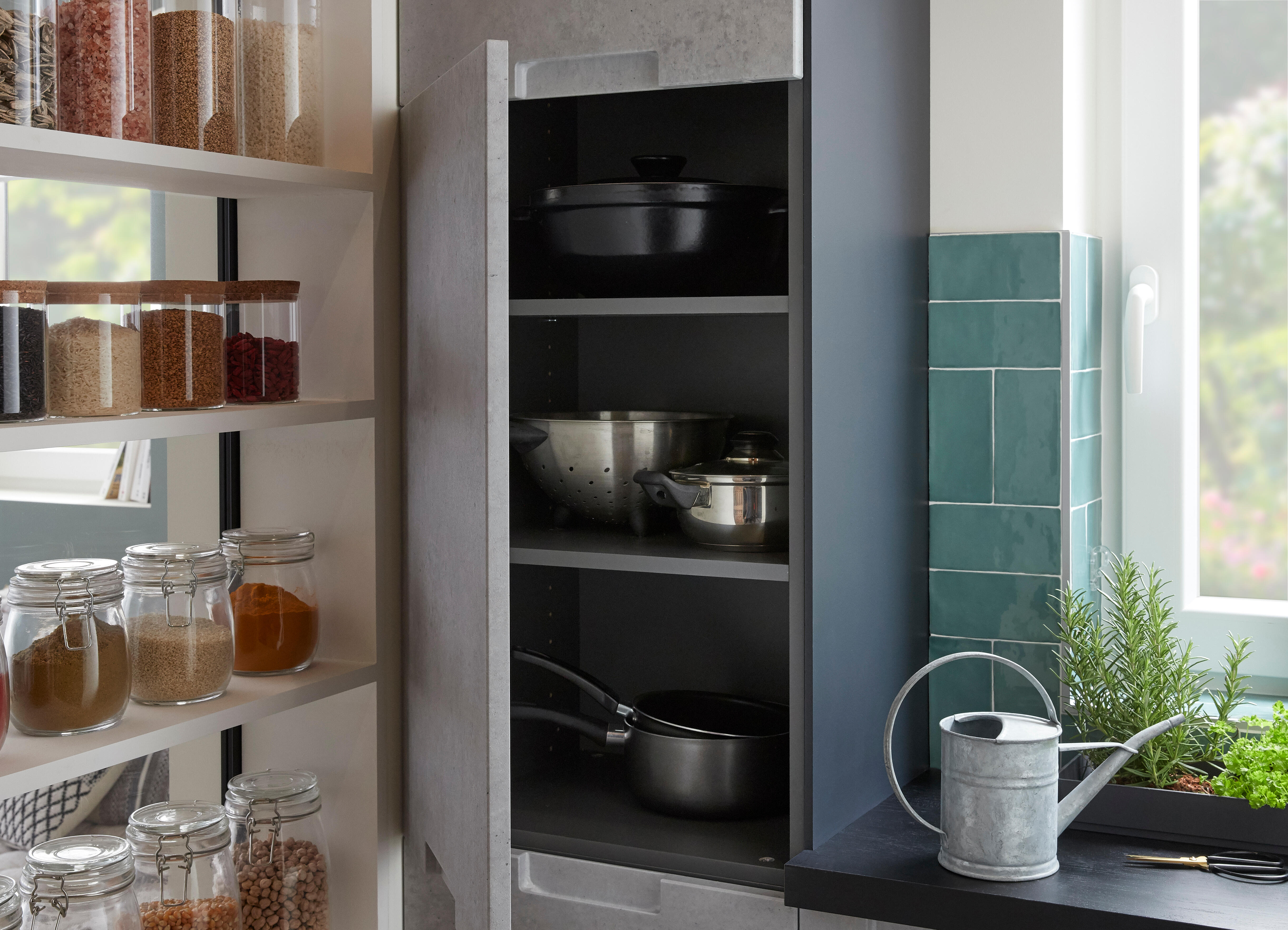 Caisson haut de cuisine DELINIA ID gris H.102.4 x l.45 x P.35 cm - 2