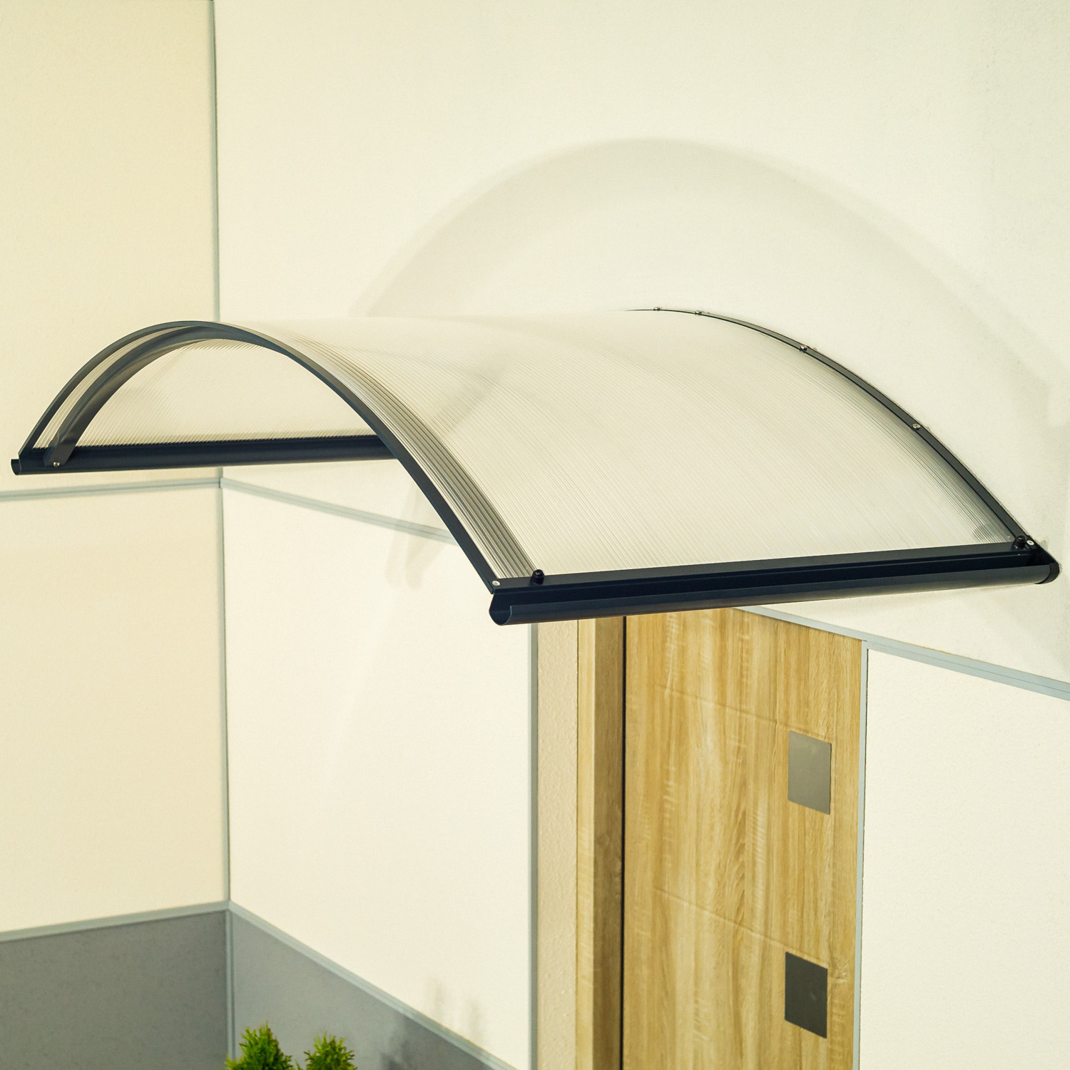 Auvent de porte d'entrée alu anthracite Arcus, l.158 x H.27 x P.70 cm  - 2