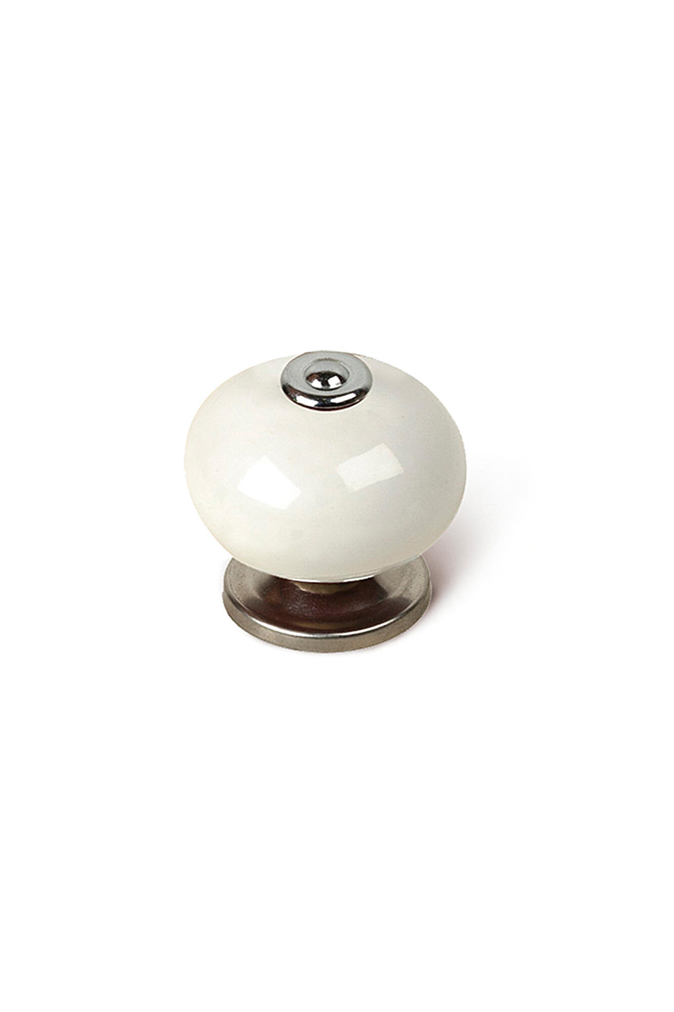 Bouton de meuble rond Boule, porcelaine blanc brillant, Diam.40 mm - 3