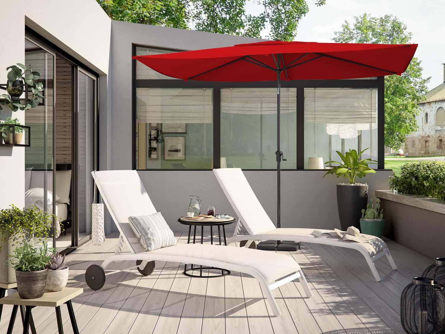 Parasol droit rectangulaire rouge Avea NATERIAL L.300 x l.194 cm - 2