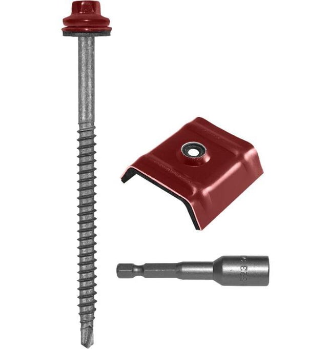 Kit de100 fixations BAC ACIER 6,5x100mm Zacrovis + Cavalier + Douille roug