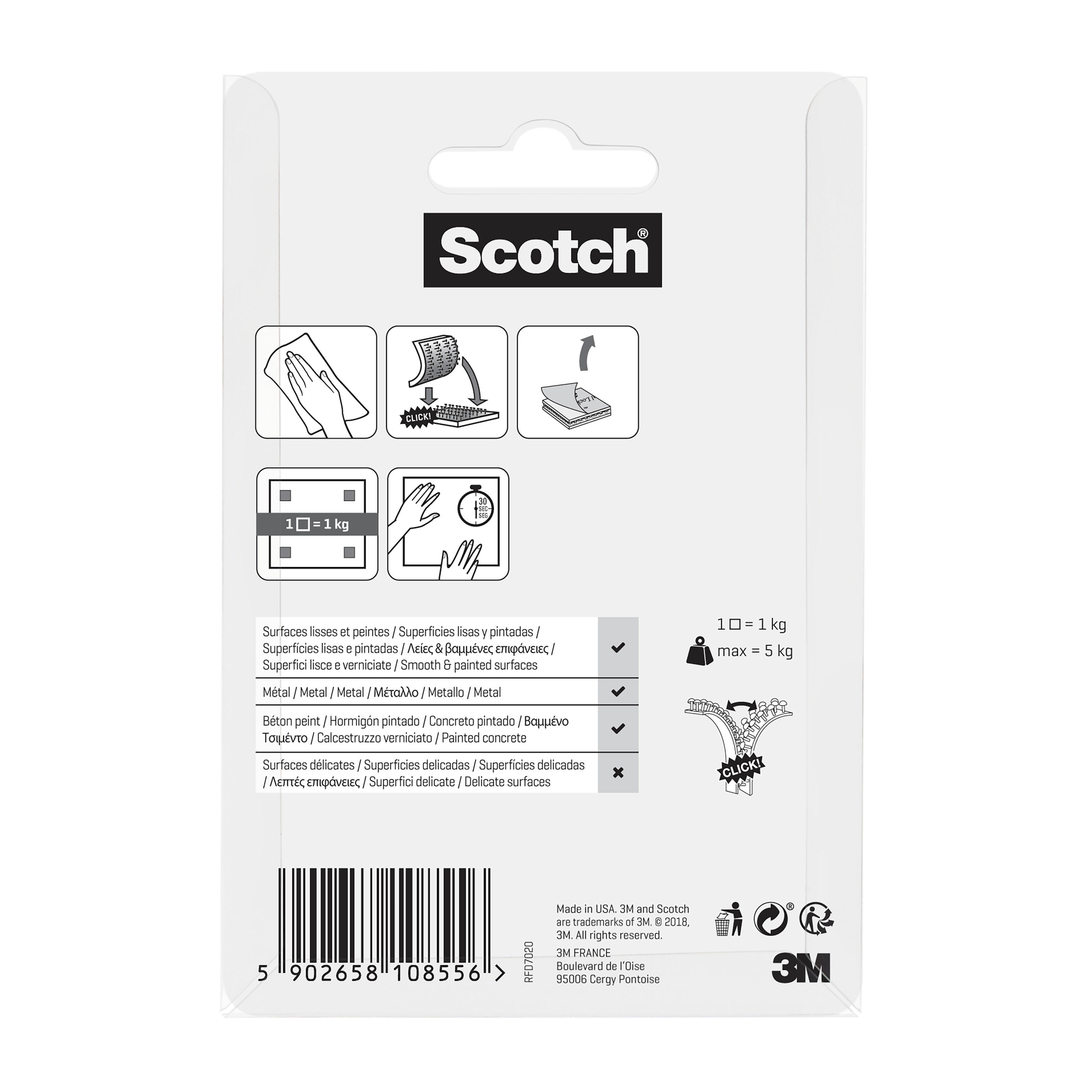 12 Pastilles agrippantes adhésives transparent intérieur / extérieur SCOTCH L.2. - 4