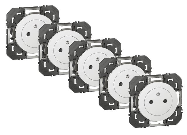 Lot de 5 prises avec terre à assembler Dooxie, LEGRAND blanc
