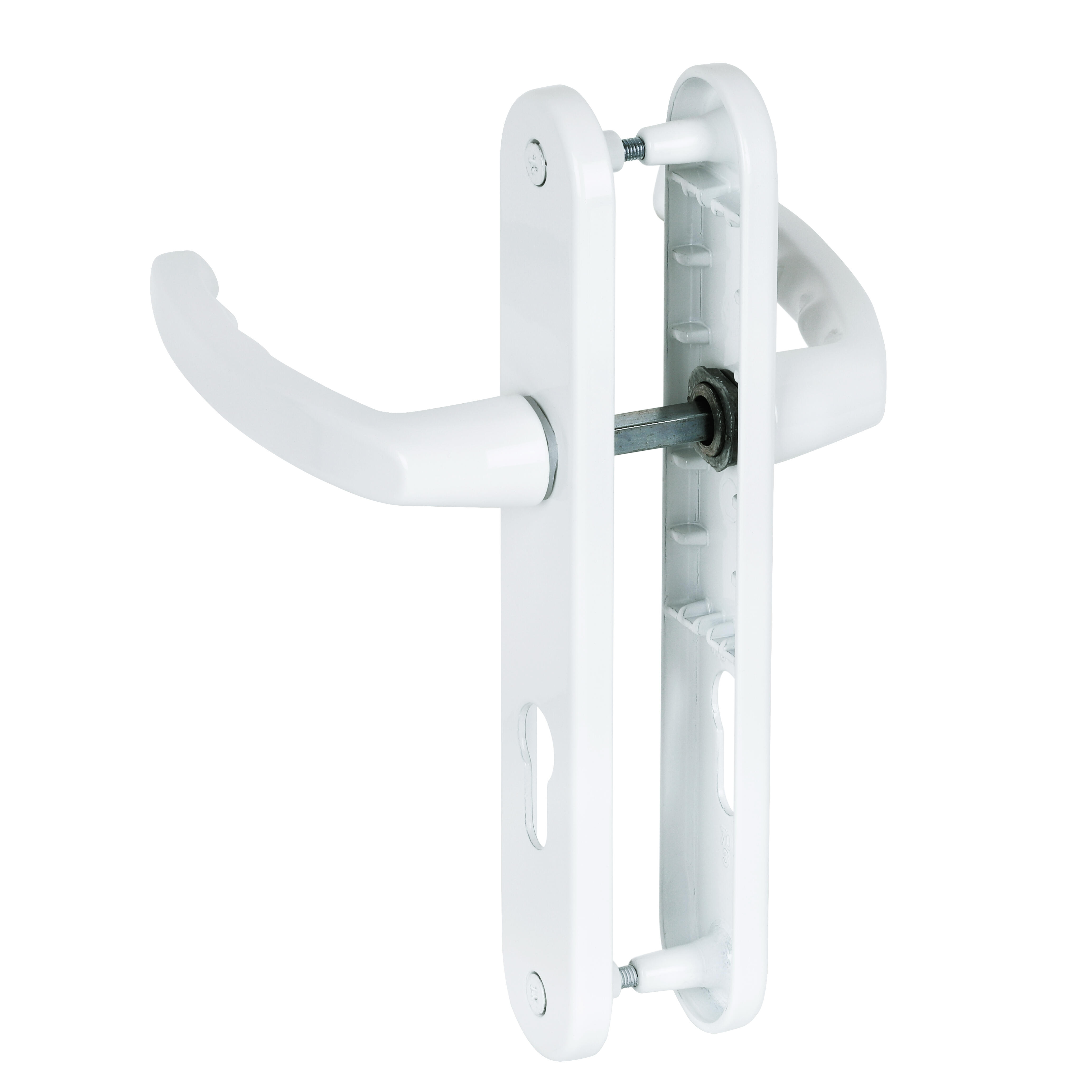 Poignée de porte sur plaque blanche entraxe 195 mm Clé en I BEVERLY x2 - 2