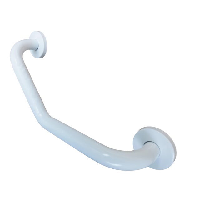 Barre d'appui coudée à fixer, acier inoxydable blanc, 40cm
