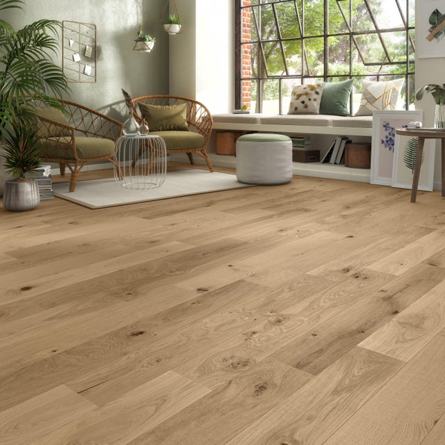 Parquet contrecollé chêne naturel bohème vitrifié L BEAULIEU FLOORING, l.16.4 cm