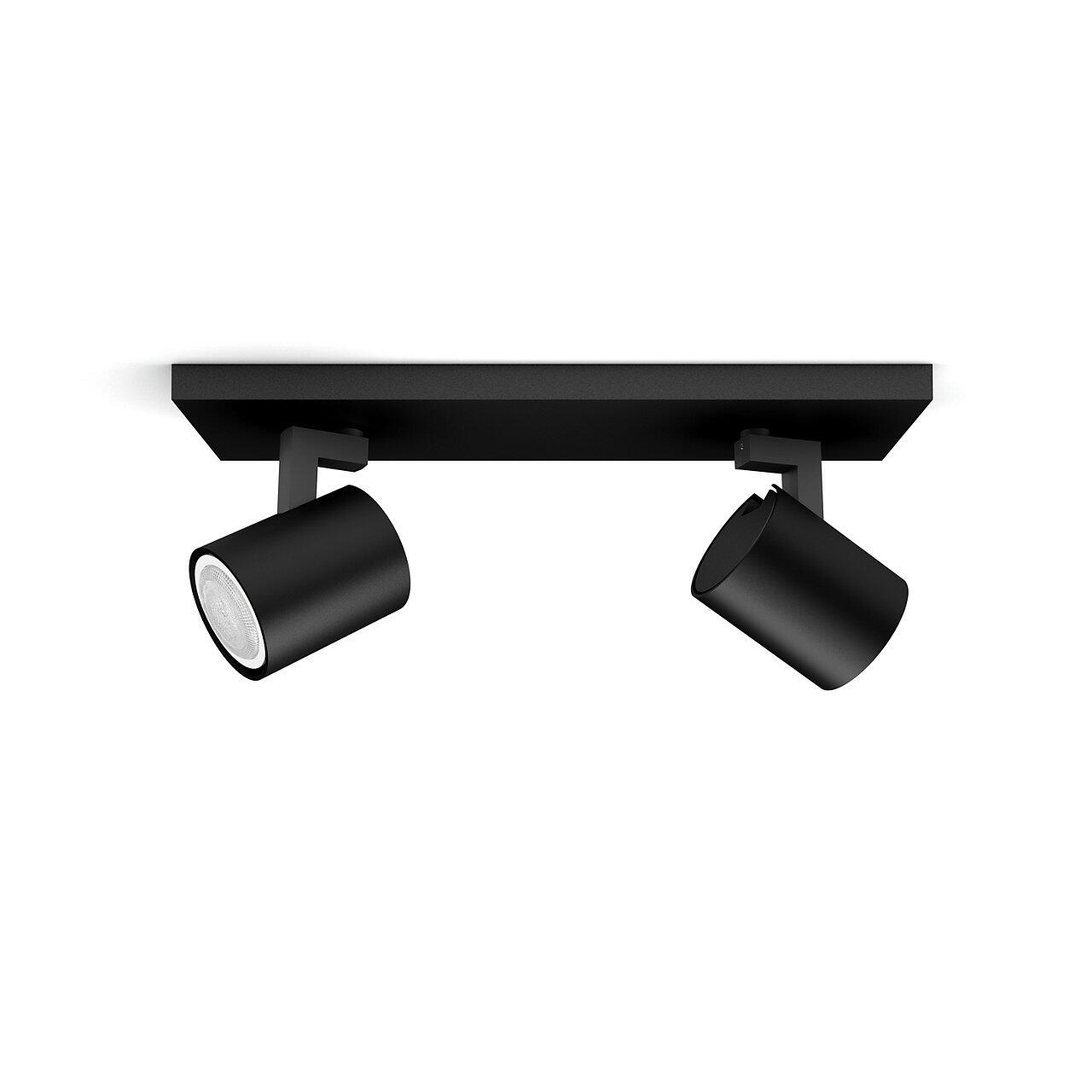 Rampe 2 spots noirs gu10, moderne, métal, PHILIPS HUE Runner - 2