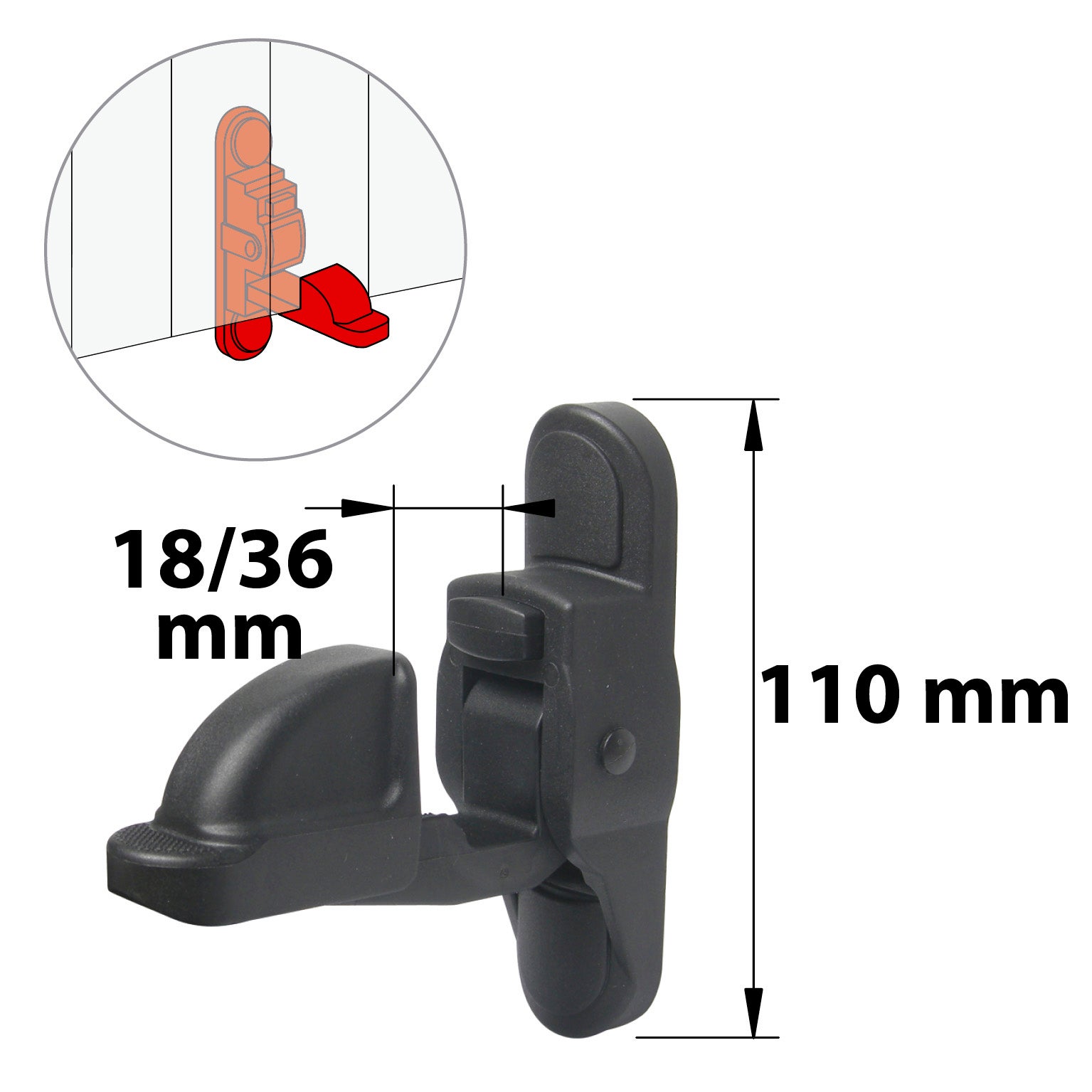 Arrêt composite automatique pour volet Ep. 6 à 36 mm noir AFBAT - 4