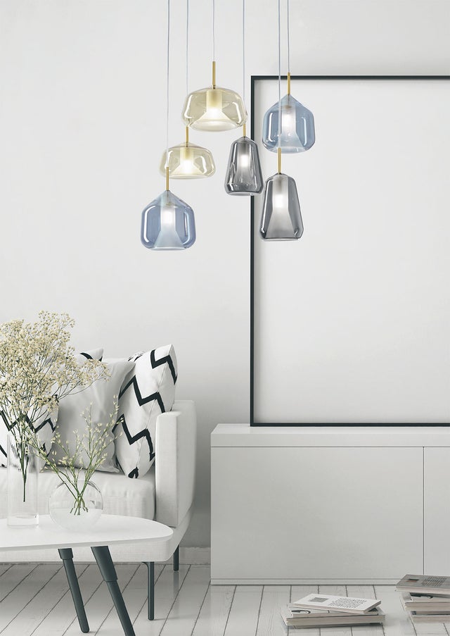 Lampadario Glamour X-Ray oro paralume bianco 6x G9 Ø60cm MILOOX