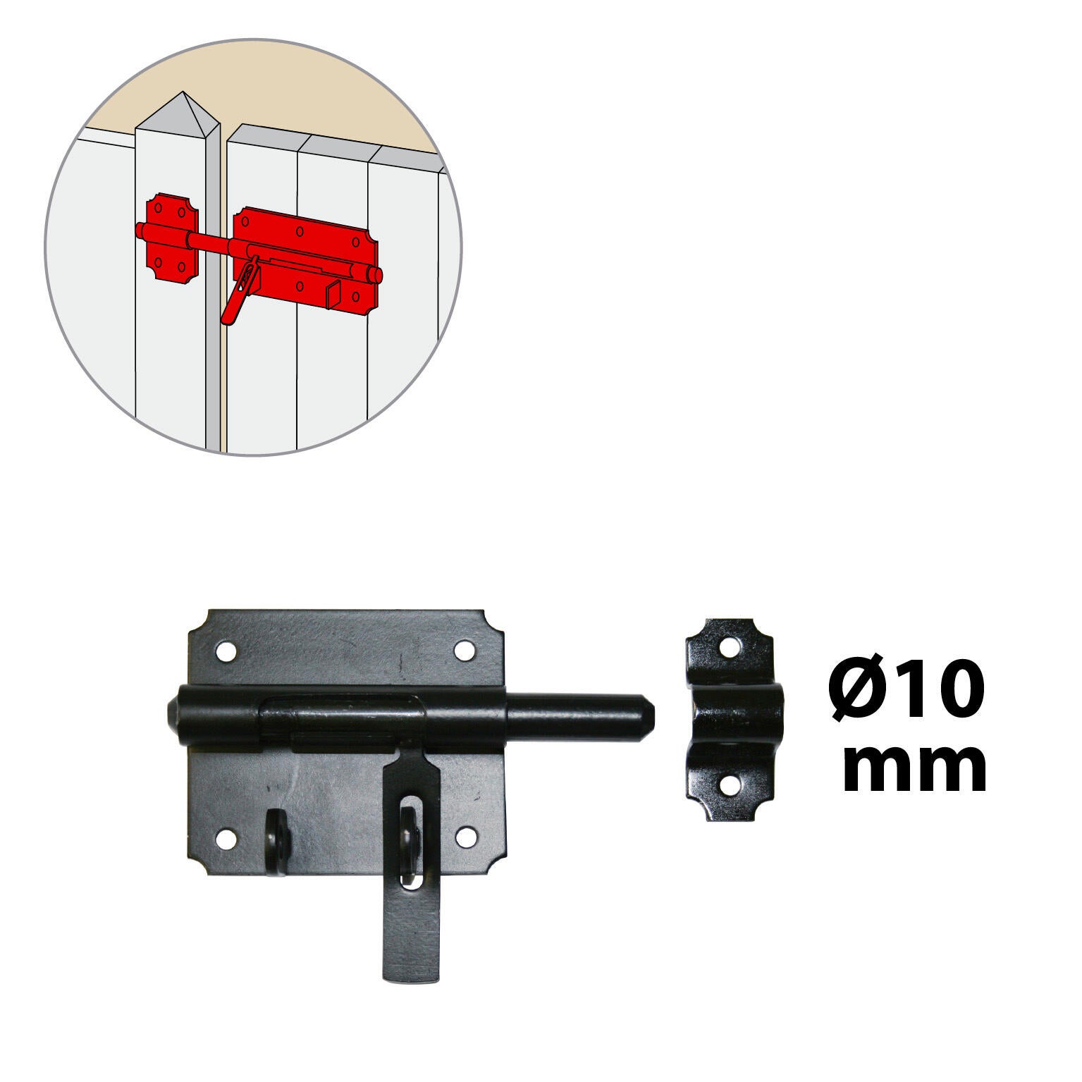 Verrou de box porte cadenas en acier noir prépeint, Diam.10 mm L.100 x P.20 mm Leroy Merlin
