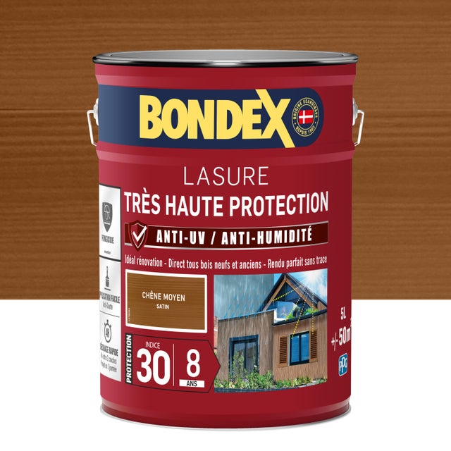 Lasure très haute protection 8 ans chêne moyen 5 L - BONDEX
