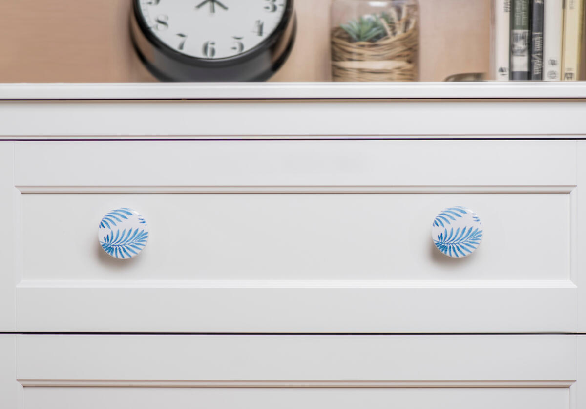 2 boutons de meuble ronds Palme, bois bleu verni, Diam.39 mm - 3