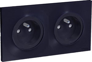 Double prise avec terre complet Odace Styl, SCHNEIDER ELECTRIC, gris anthracite