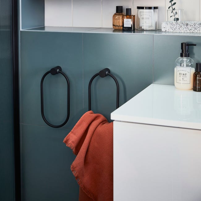 Leekayer Anneau Porte-Serviette Mural – Acier Inoxydable Peinture Noire – 15,7 Cm – Design Moderne & Élégant Pour Salle De Bain