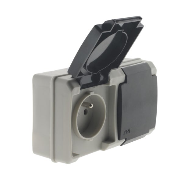 Double prise avec terre étanche