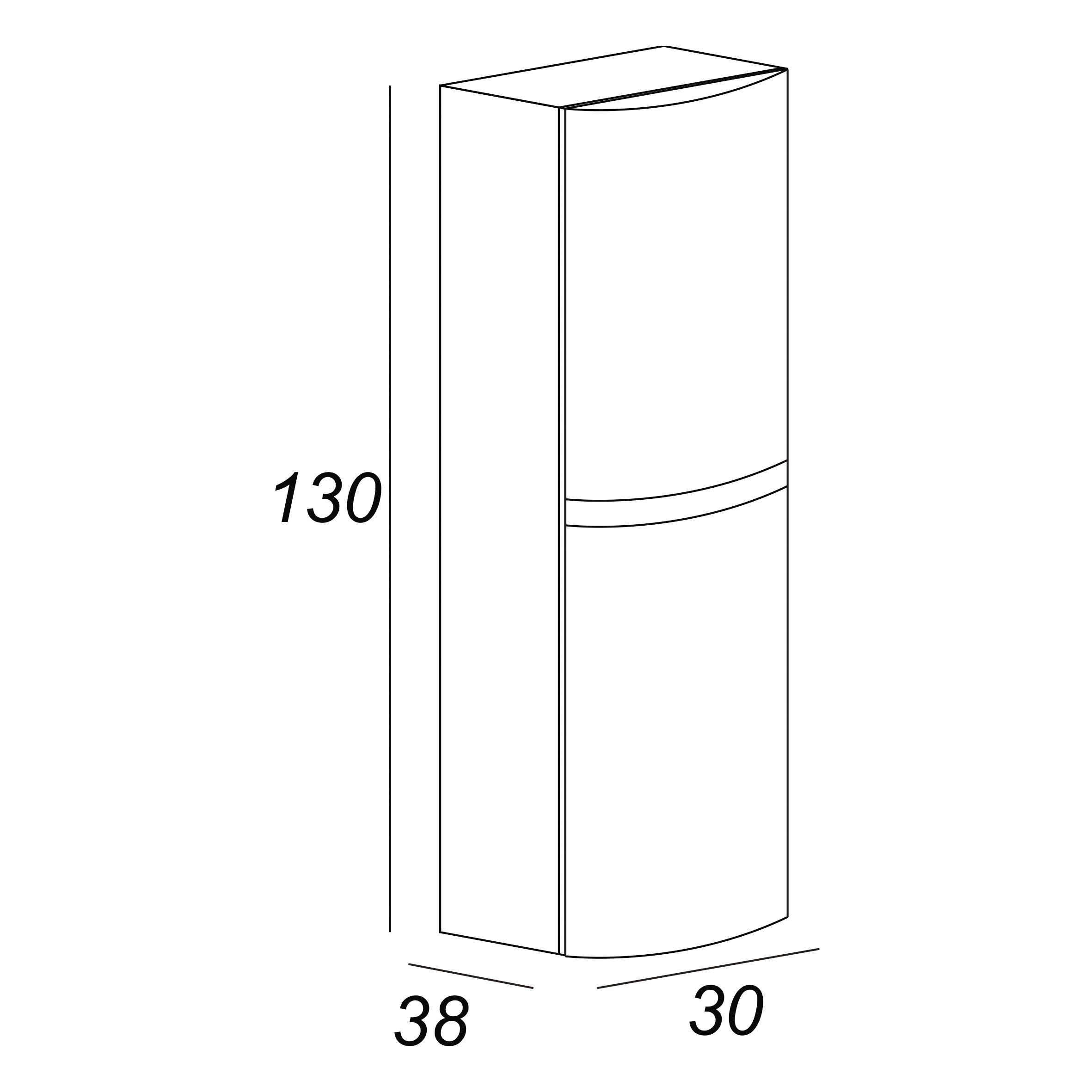 Colonna per mobile bagno Vague BADEN HAUS 2 ante P 38 x L 30 x H 130 cm rovere - 3