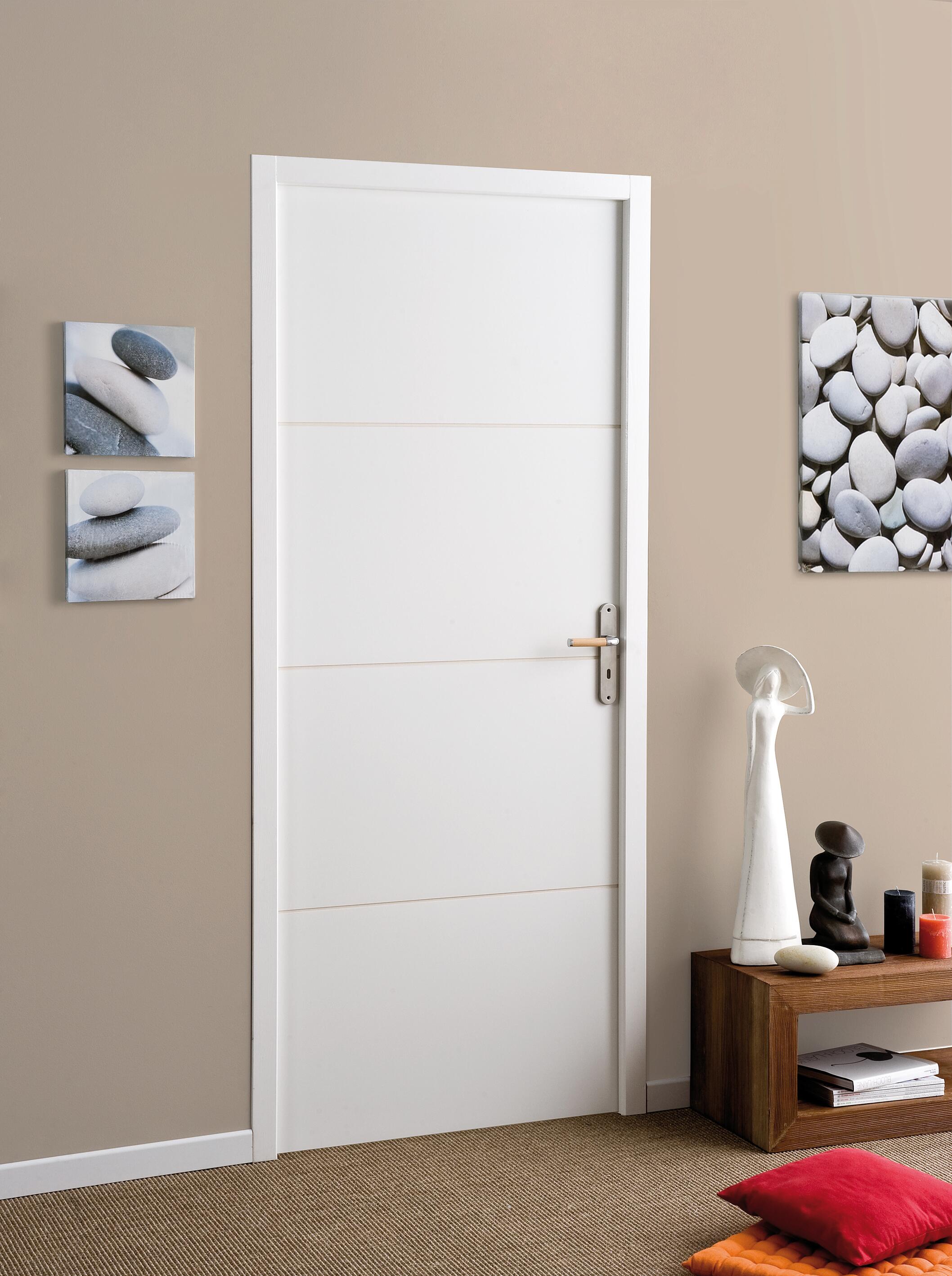 Bloc-porte, sapin Milan blanc, rainuré H.204 x l.93 cm, poussant gauche - 3
