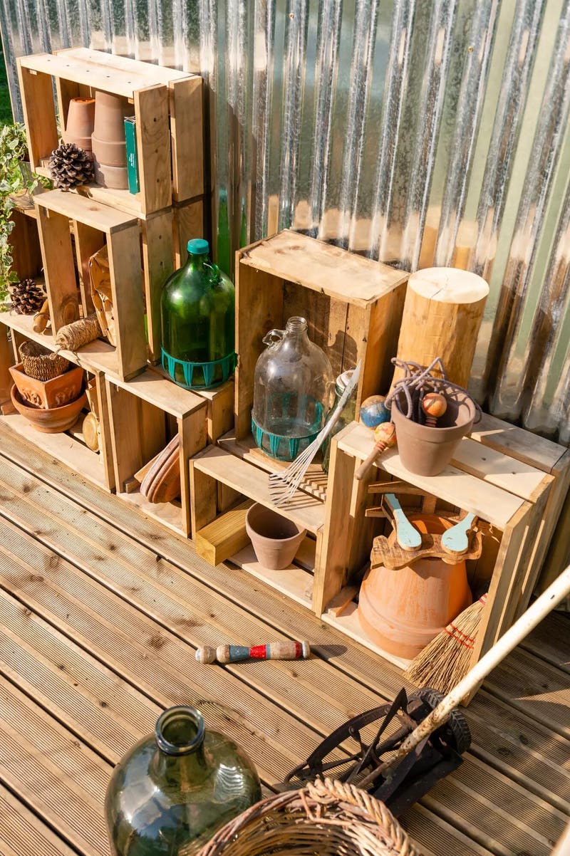 Utile 3 Mobilier de jardin conteneur en bois armoire extérieure outils