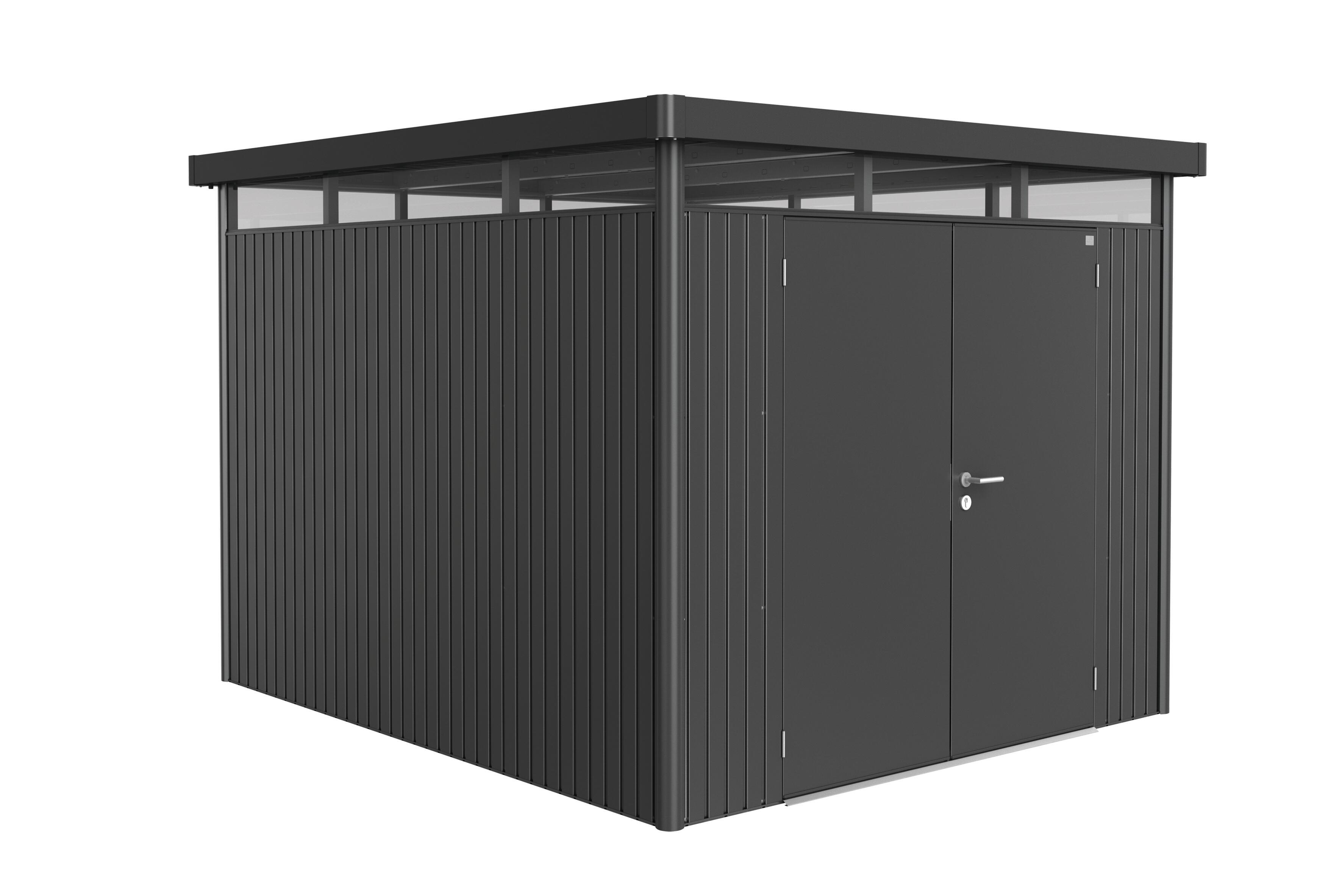 Caseta de metal gris oscuro highline de 275x222x315 cm y 8.66 m2